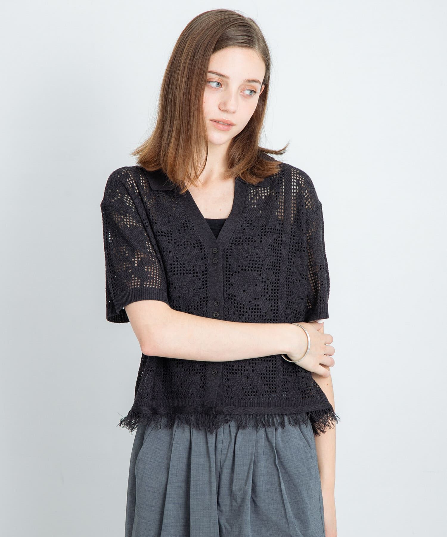 Sonny Label 「フラワーメッシュサマーニットシャツ」|シャツ・ブラウス|