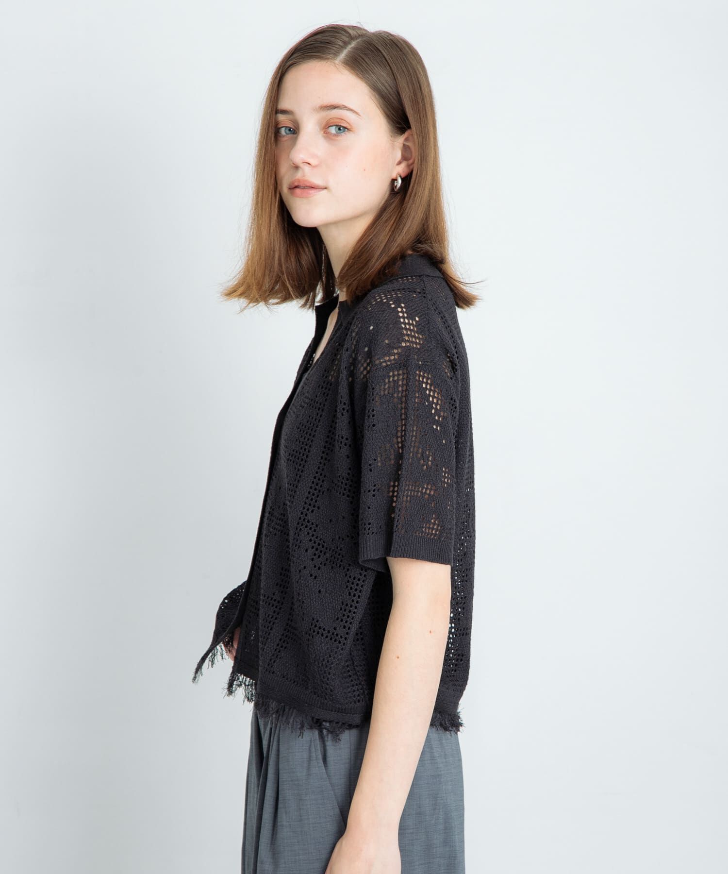 Sonny Label 「フラワーメッシュサマーニットシャツ」|シャツ・ブラウス|