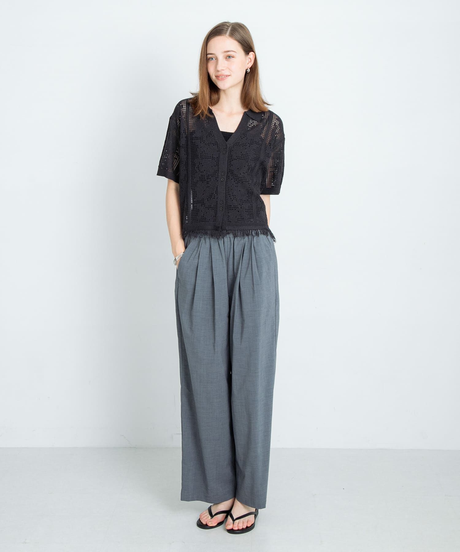 Sonny Label 「フラワーメッシュサマーニットシャツ」|シャツ・ブラウス|