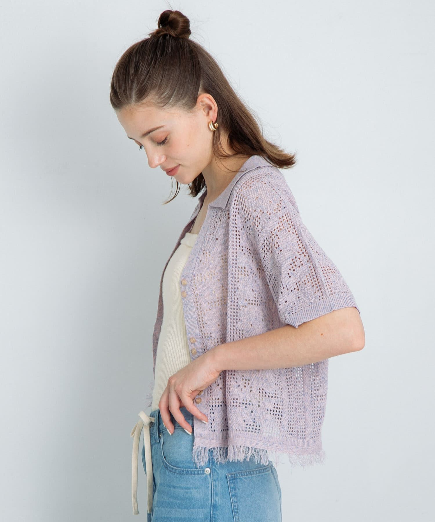 Sonny Label 「フラワーメッシュサマーニットシャツ」|シャツ・ブラウス|