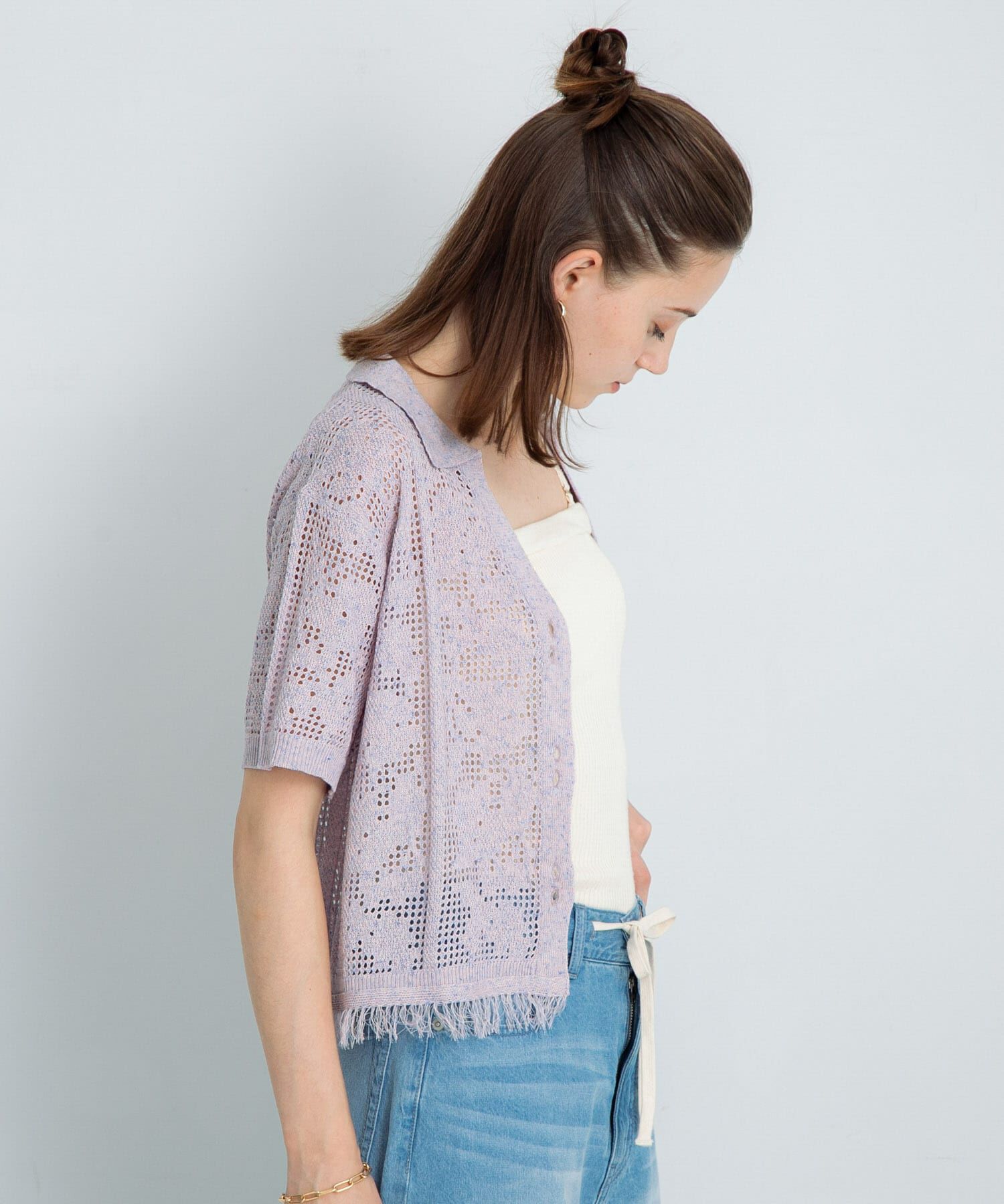 Sonny Label 「フラワーメッシュサマーニットシャツ」|シャツ・ブラウス|