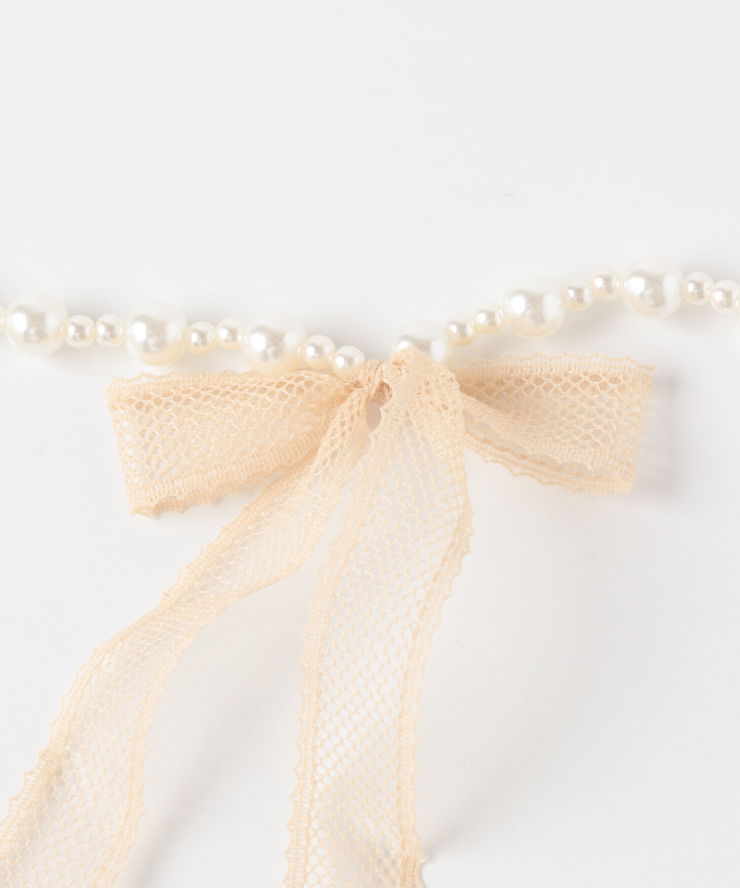 SMELLY「レースリボンパールネックレス」|ネックレス|