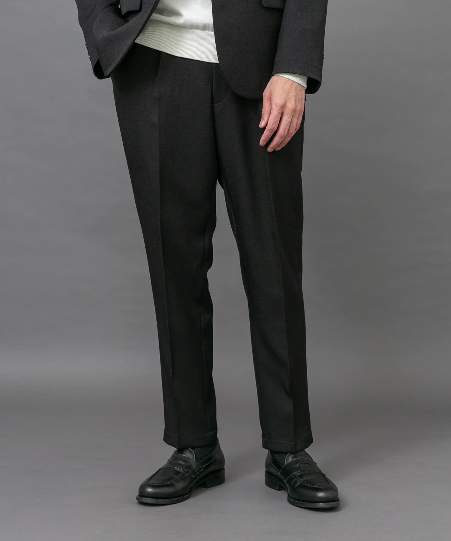 URBAN RESEARCH DOORS「LIFE STYLE TAILOR　ブラッシュドツイルストレッチパンツ」|スラックス|ブラック