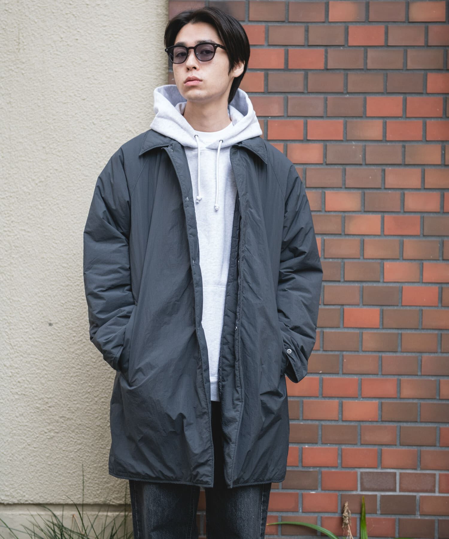 URBAN RESEARCH DOORS「ライトナイロン パデット バルマカンコート」|ノーカラーコート|