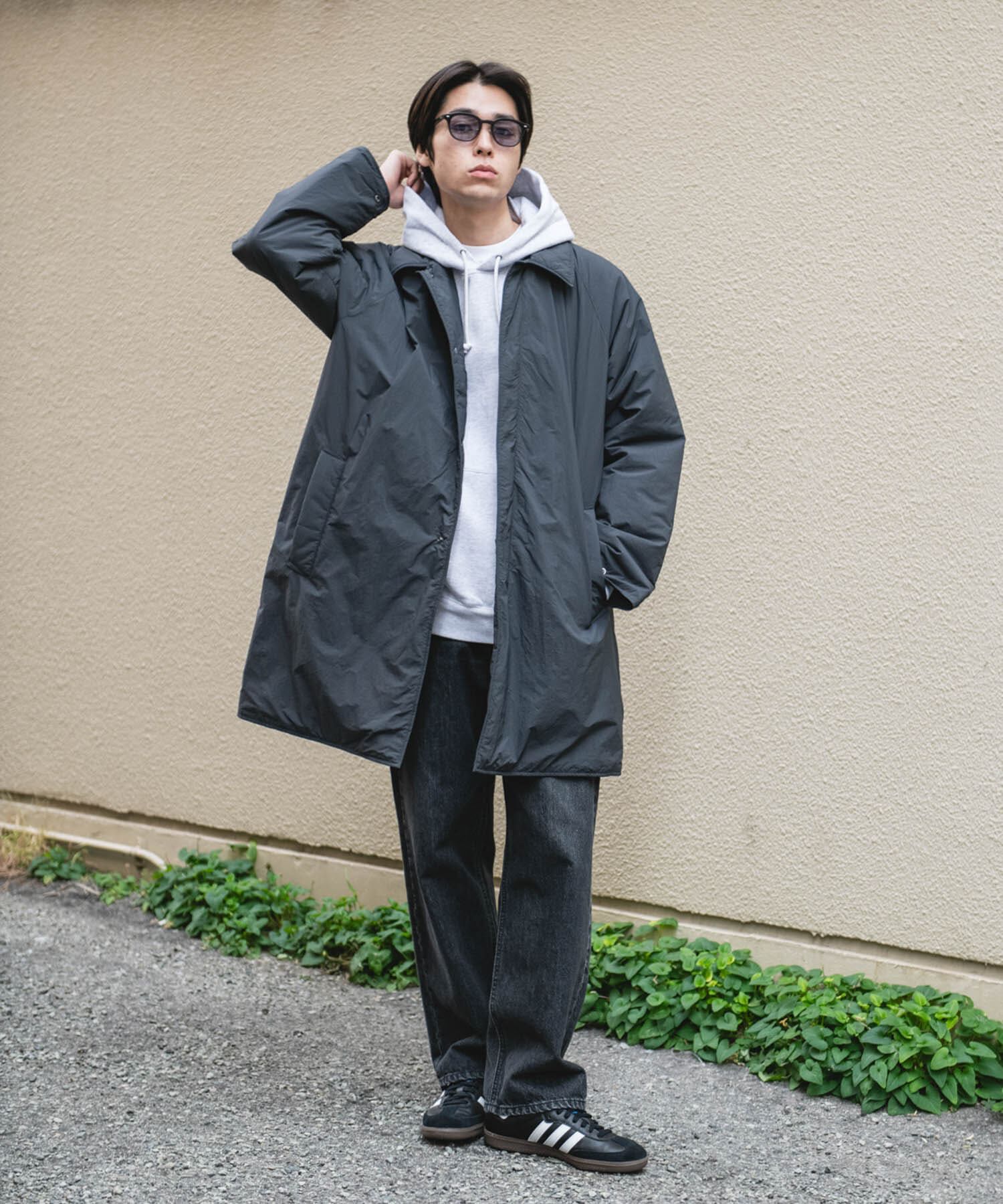 URBAN RESEARCH DOORS「ライトナイロン パデット バルマカンコート」|ノーカラーコート|