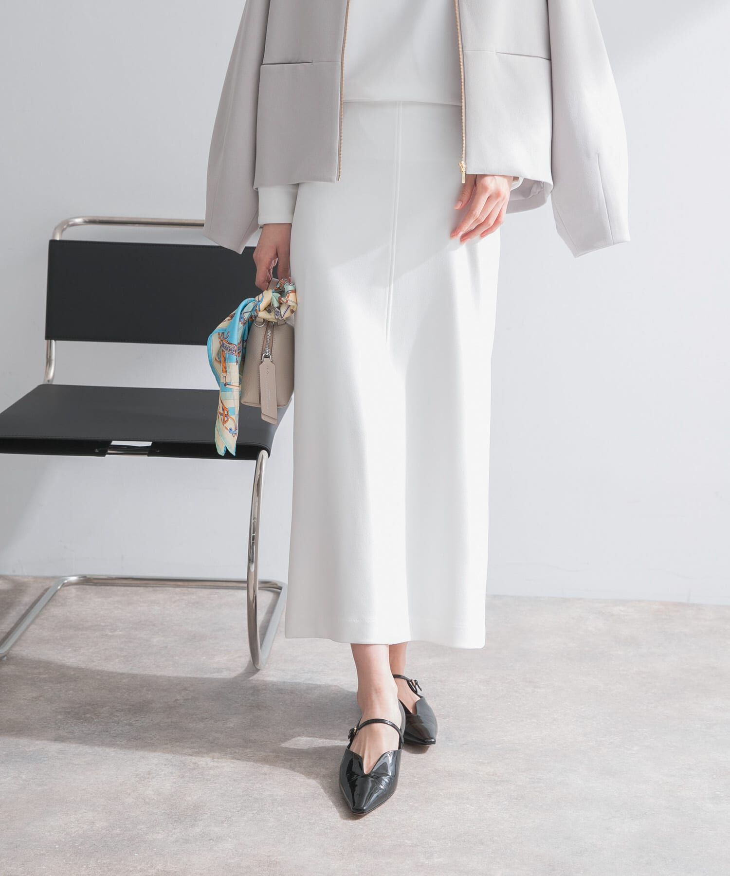 URBAN RESEARCH ROSSO「ストレッチジョーゼットスカート」|スカート|ホワイト