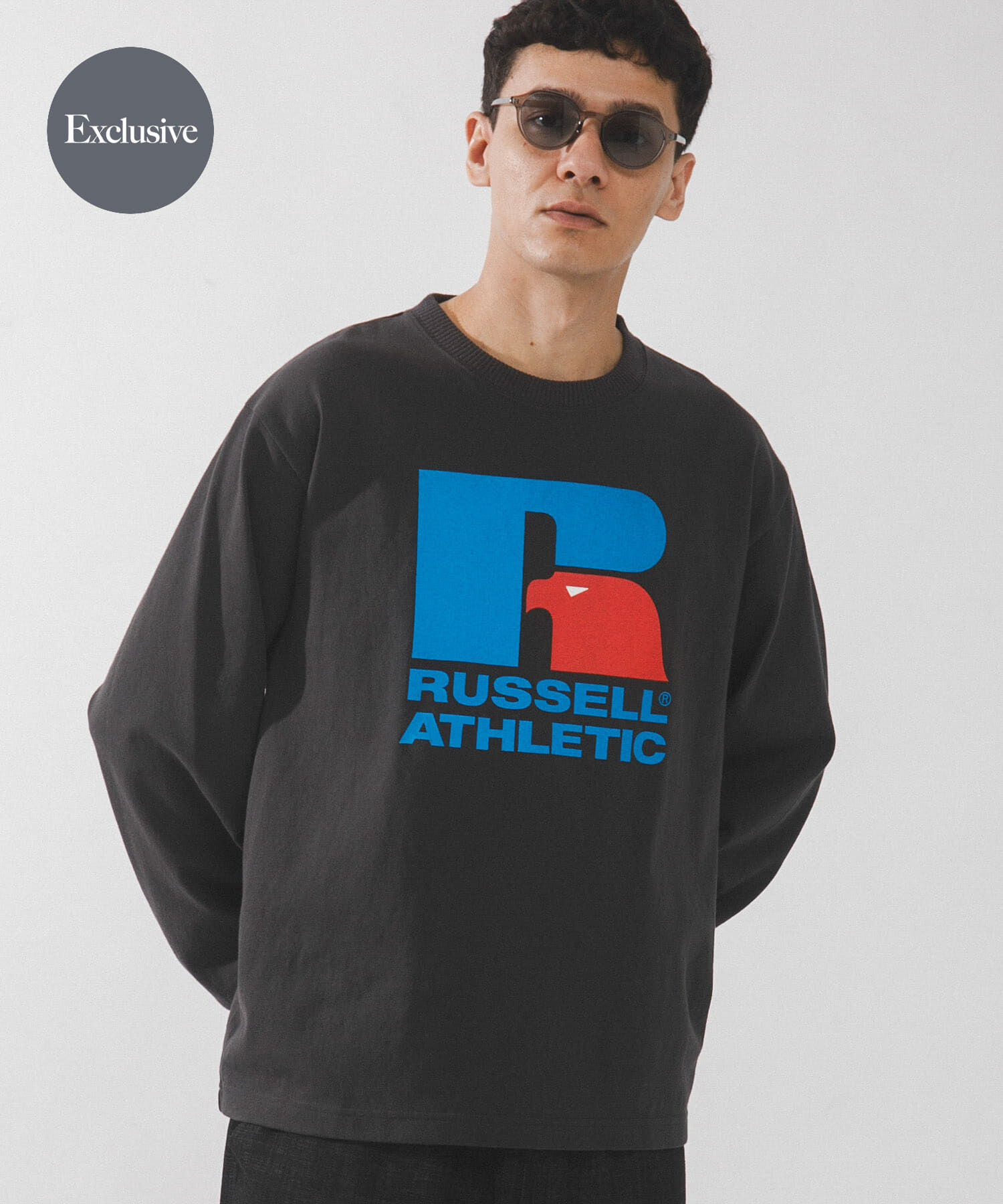 Sonny Label 「『別注』RUSSELL ATHLETIC&times;SonnyLabel　プリントヘビージャージーロングTシャツ」|Tシャツ・カットソー|チャコールグレー
