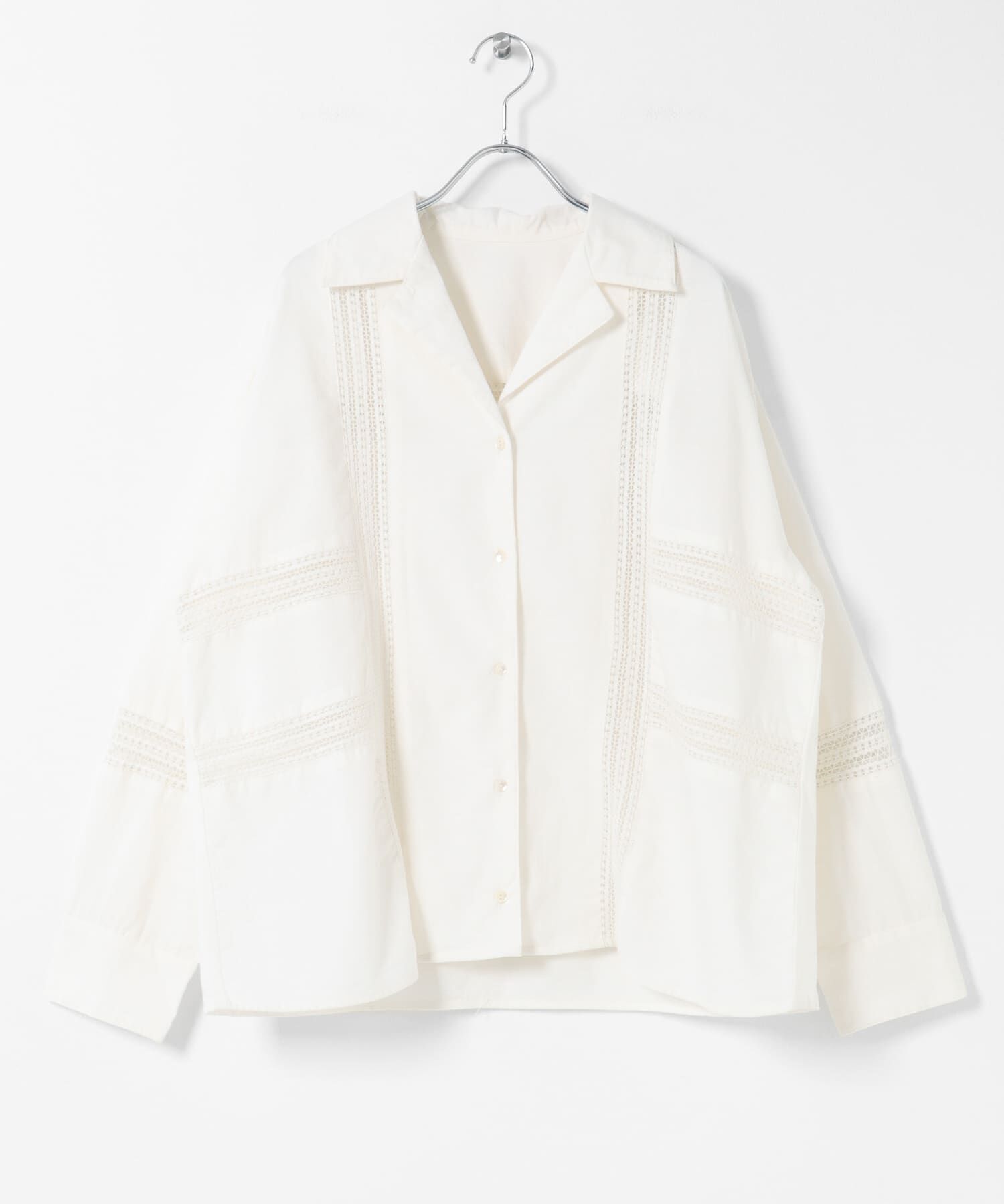 Sonny Label 「ブロッキングレースコットンシャツジャケット」|ノーカラーコート|