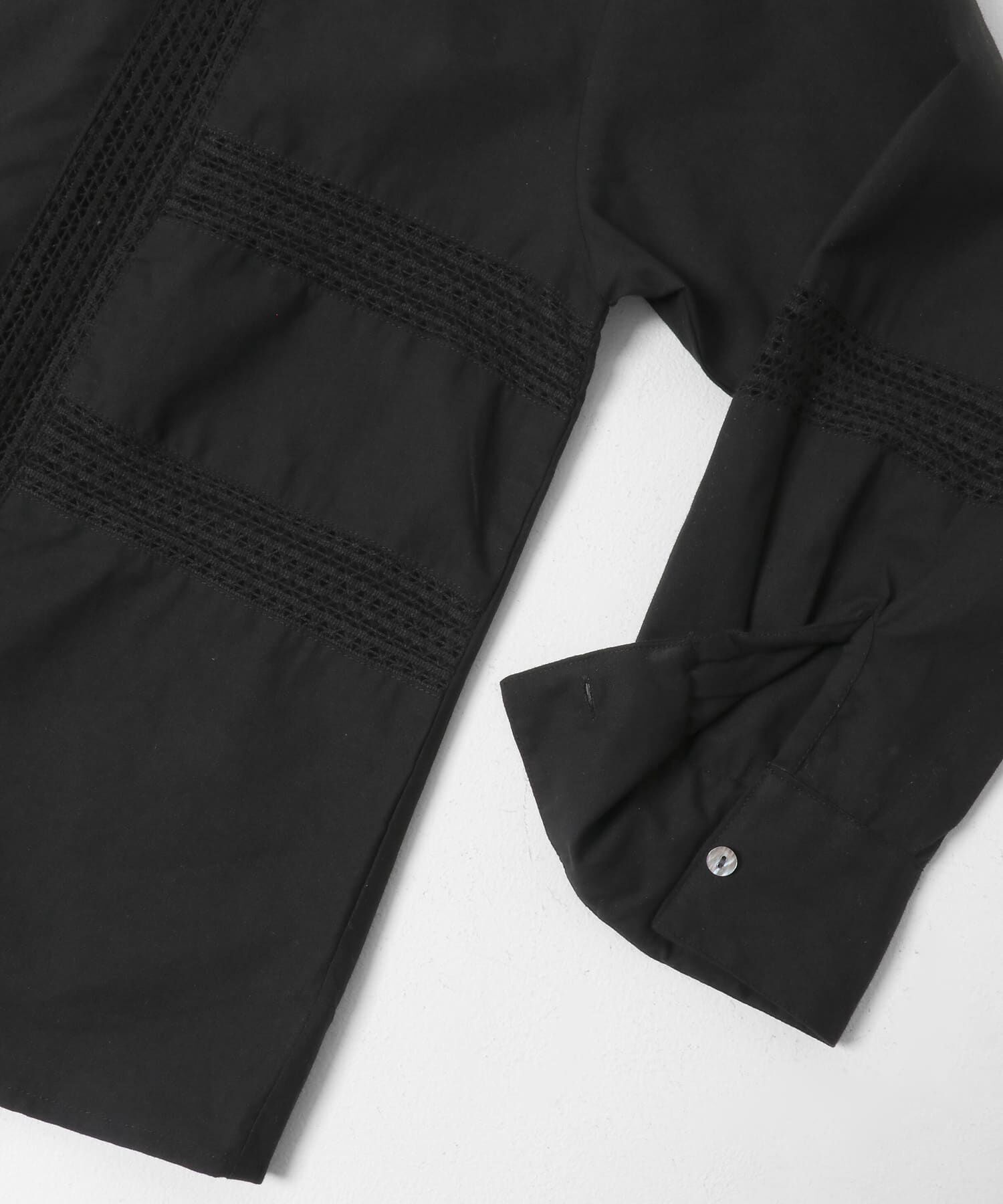 Sonny Label 「ブロッキングレースコットンシャツジャケット」|ノーカラーコート|