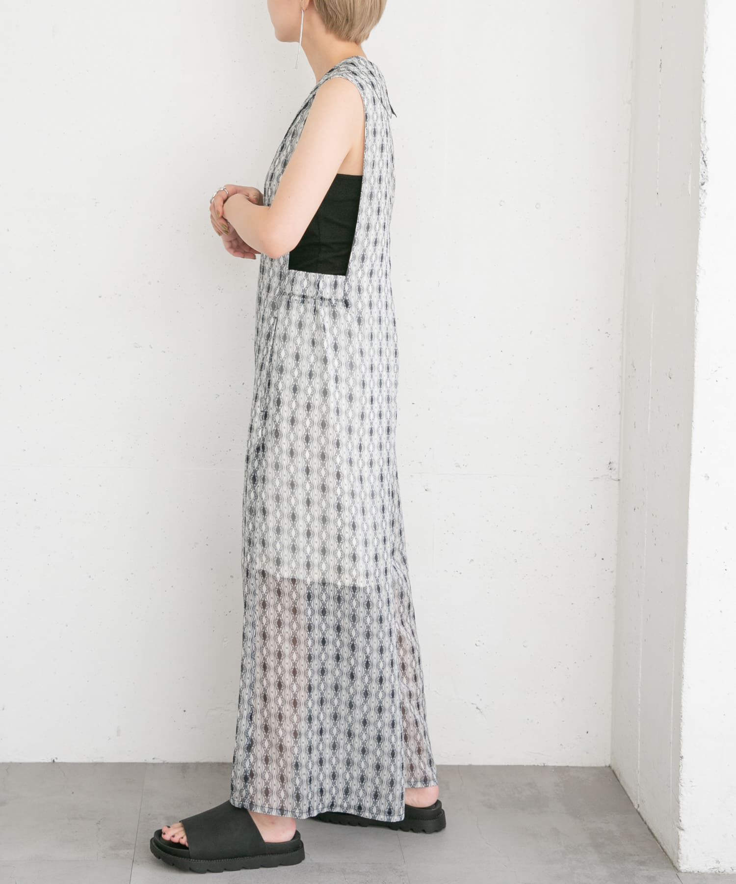  「楊柳プリントサロペット」|スカート|