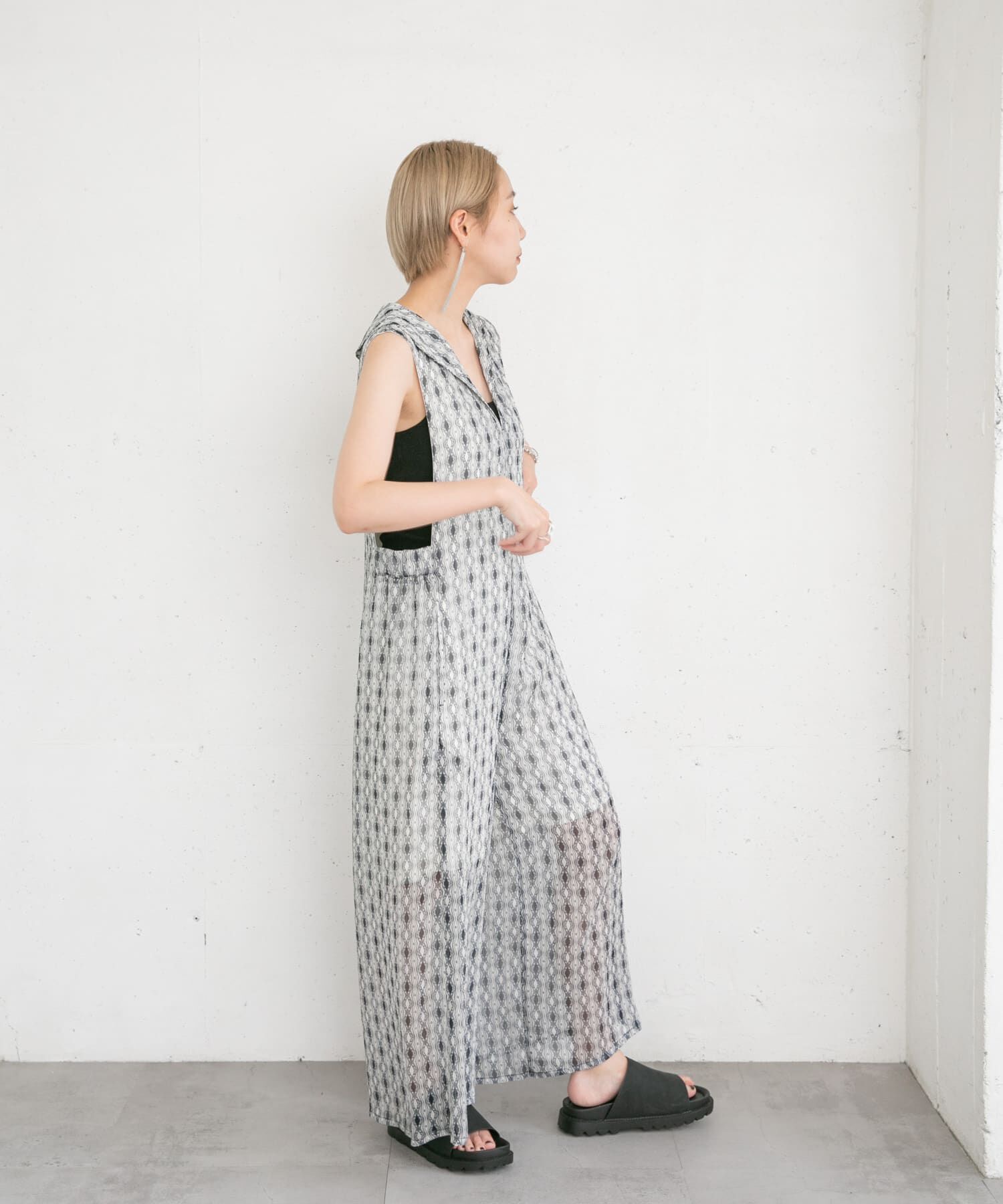  「楊柳プリントサロペット」|スカート|