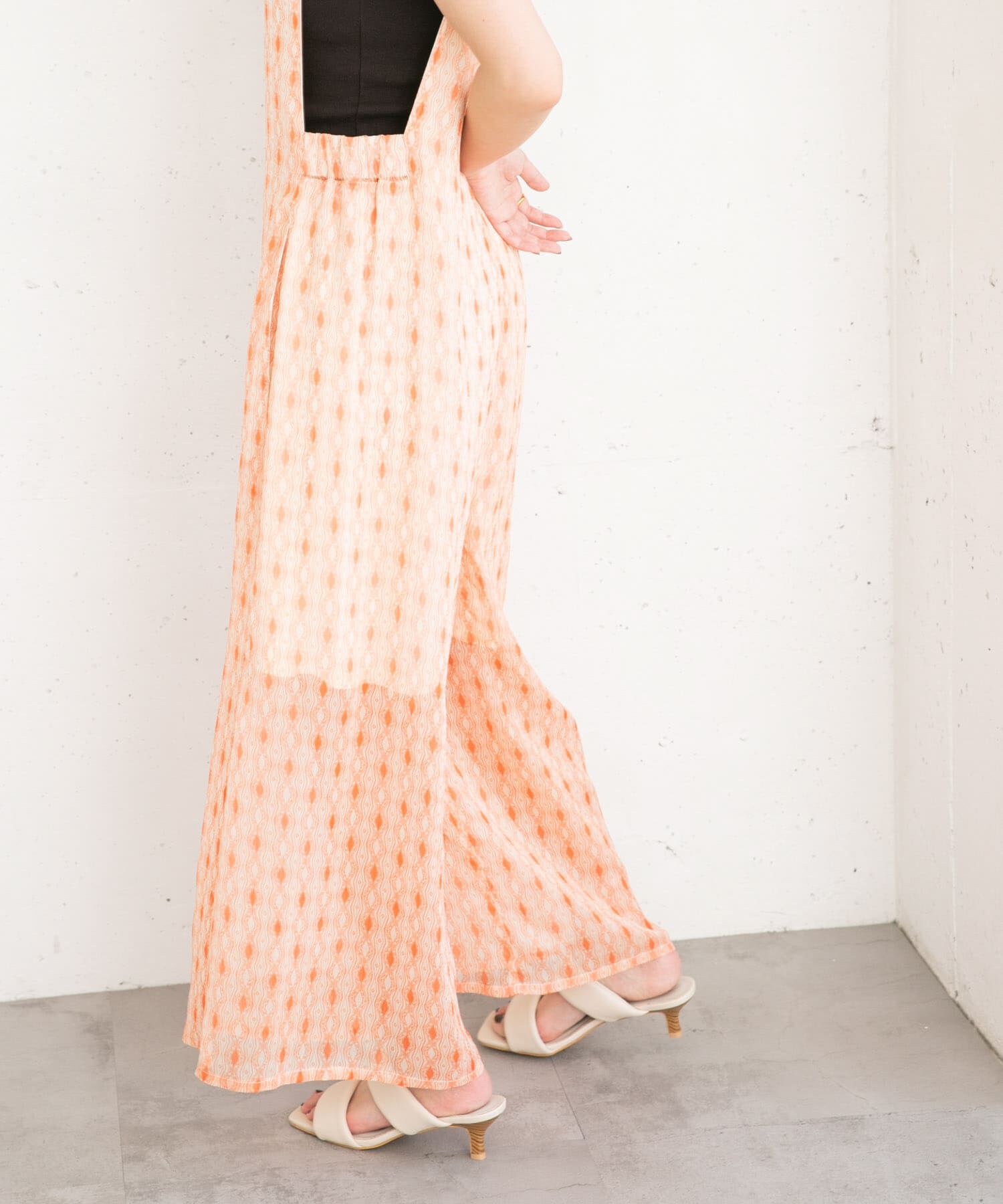  「楊柳プリントサロペット」|スカート|