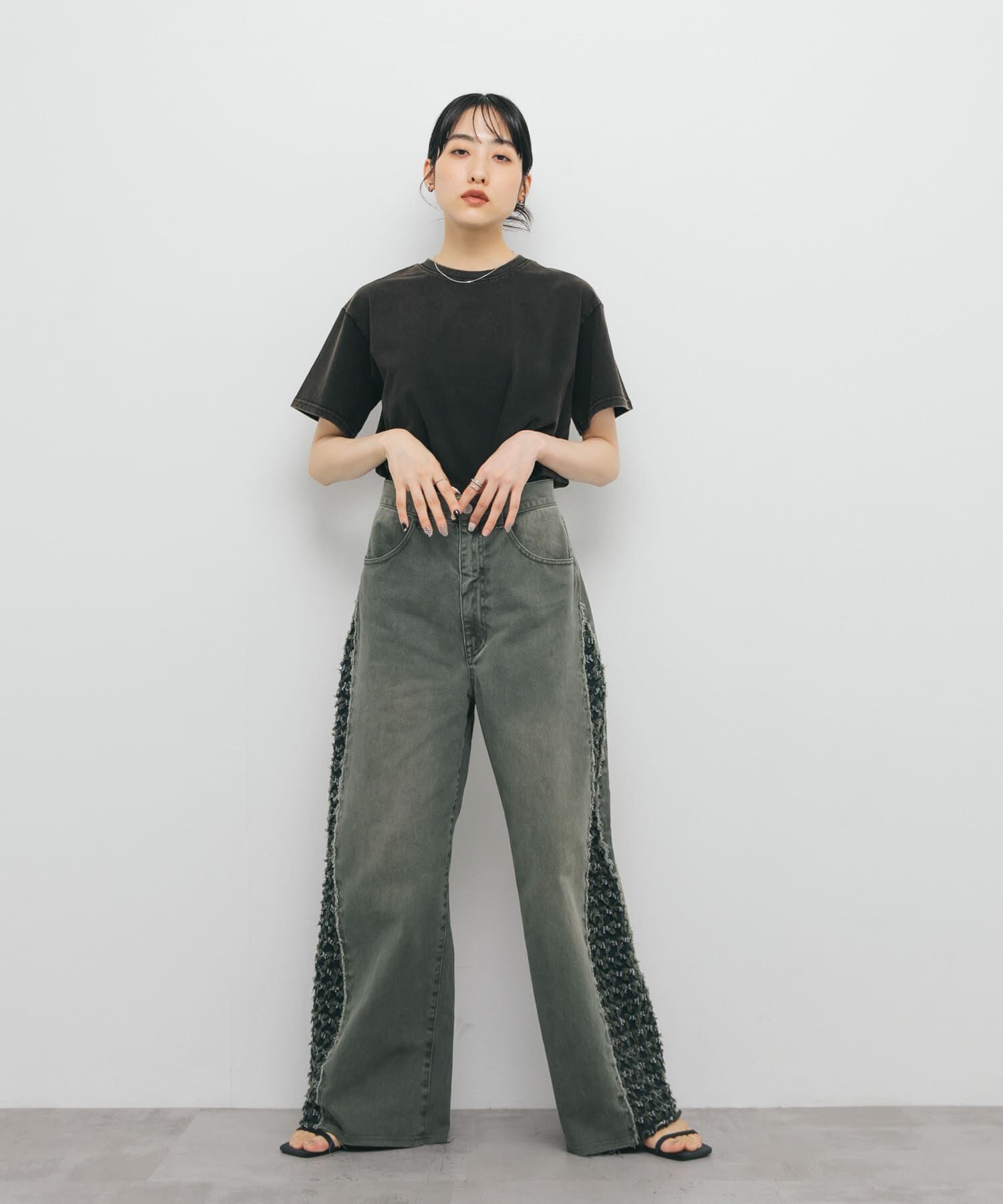  「『2サイズ展開』ジャガードラインデニム」|デニム|