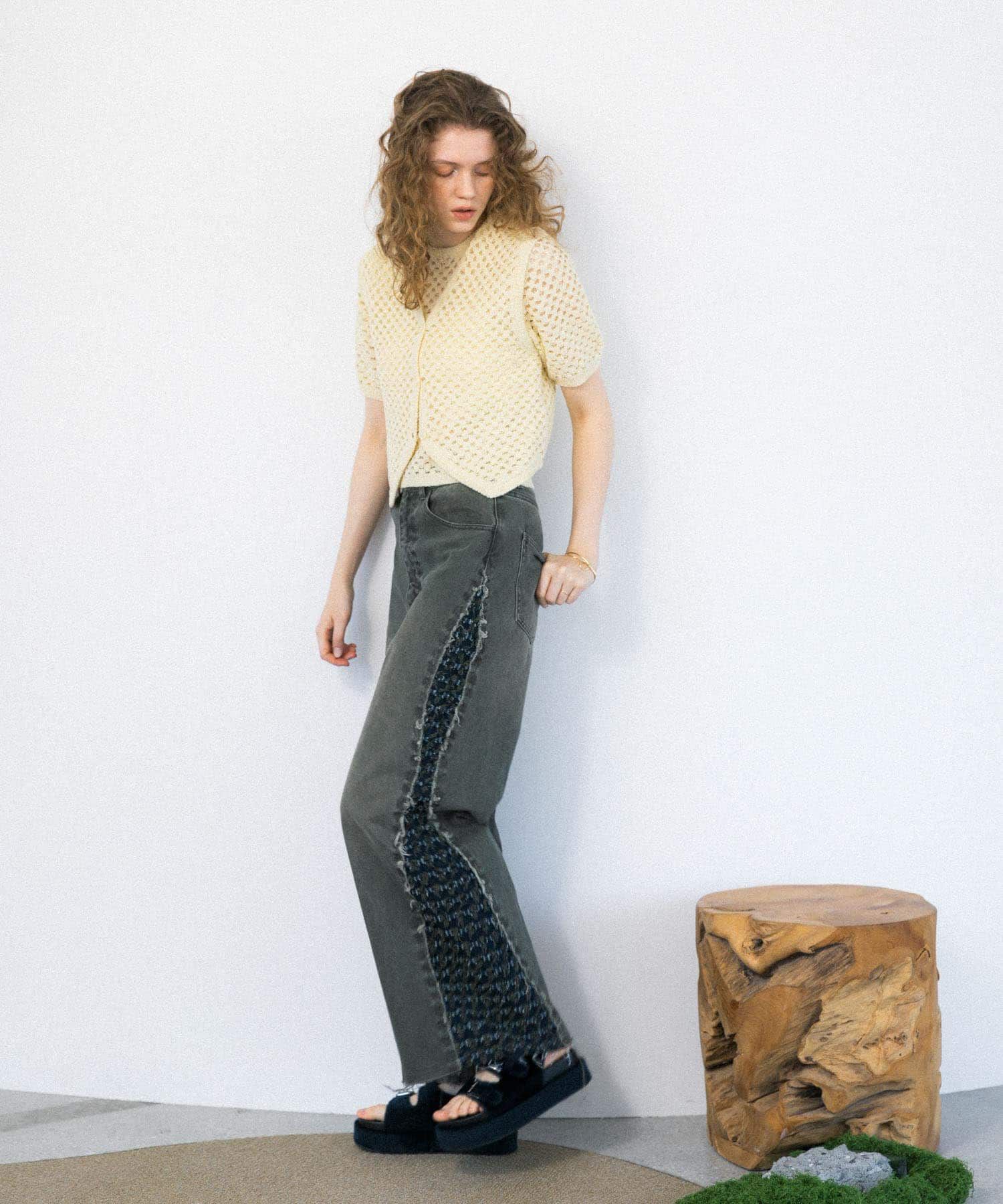  「『2サイズ展開』ジャガードラインデニム」|デニム|