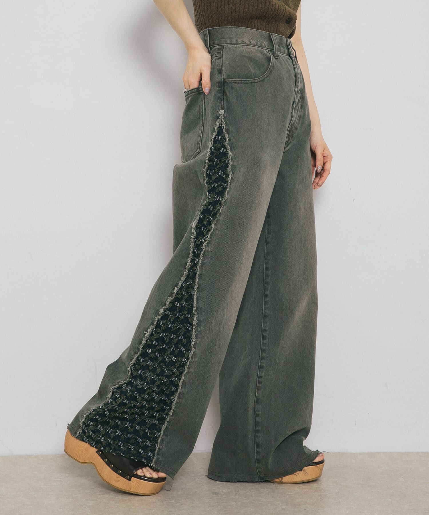  「『2サイズ展開』ジャガードラインデニム」|デニム|