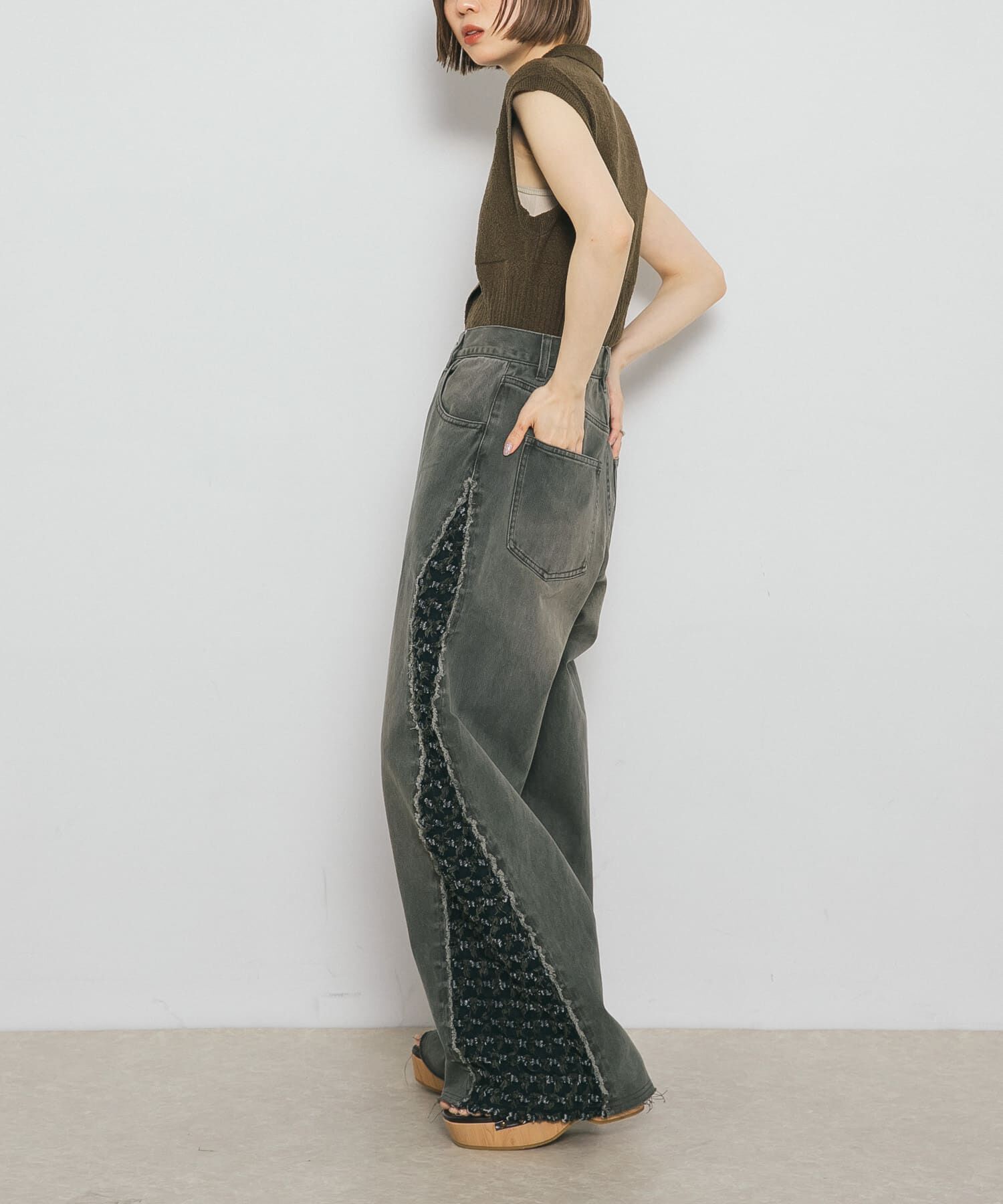  「『2サイズ展開』ジャガードラインデニム」|デニム|