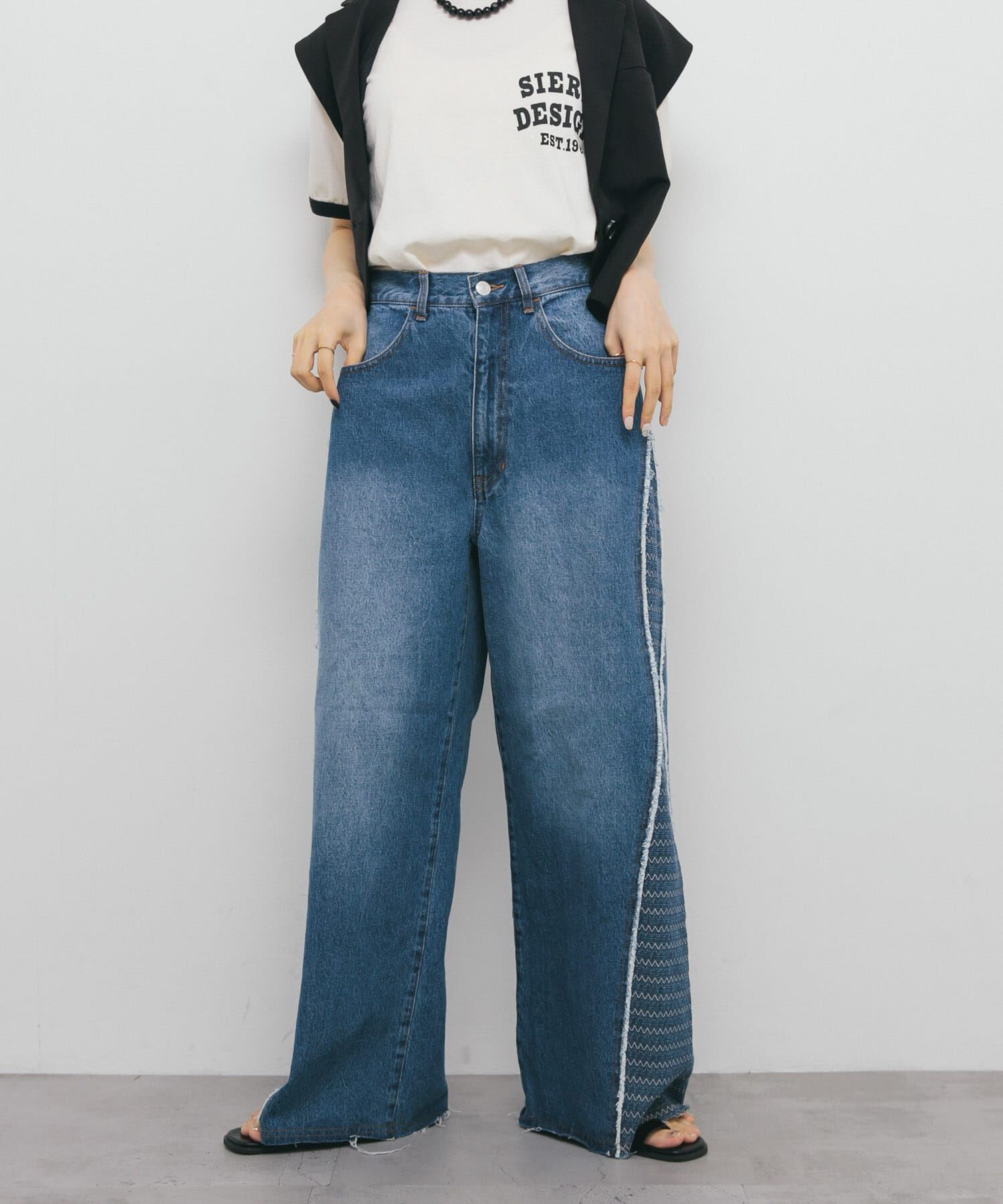  「『2サイズ展開』ジャガードラインデニム」|デニム|