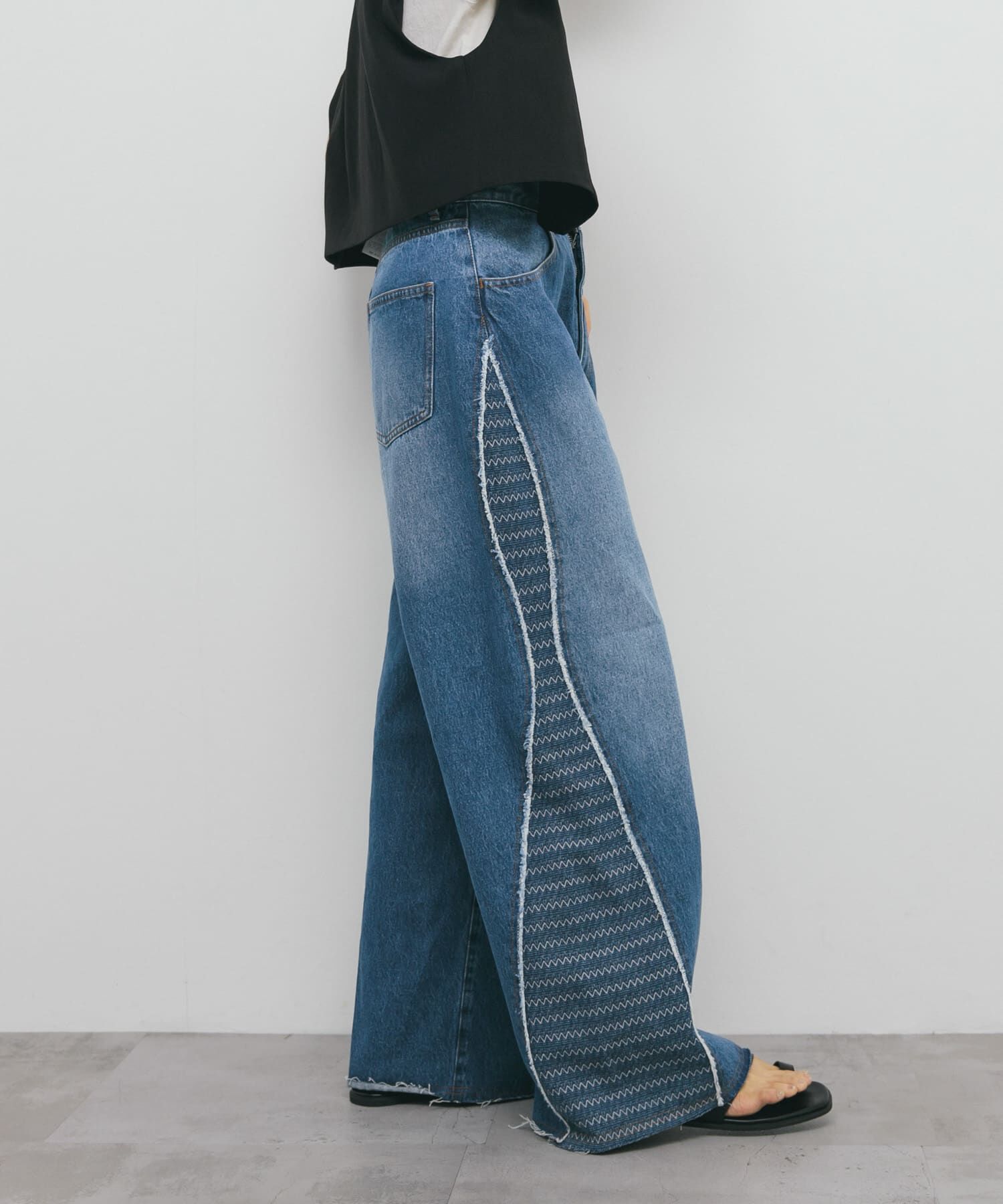  「『2サイズ展開』ジャガードラインデニム」|デニム|