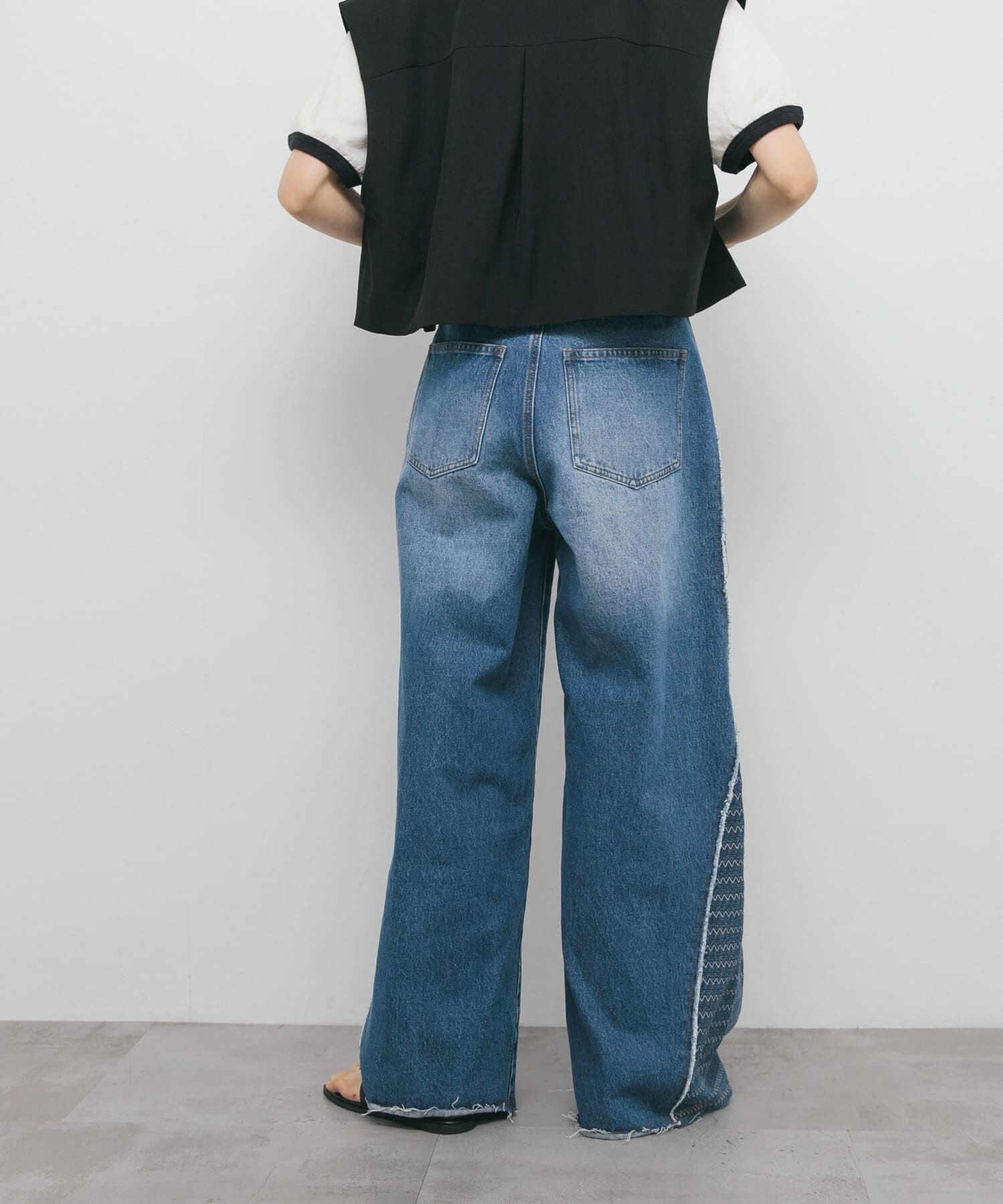  「『2サイズ展開』ジャガードラインデニム」|デニム|