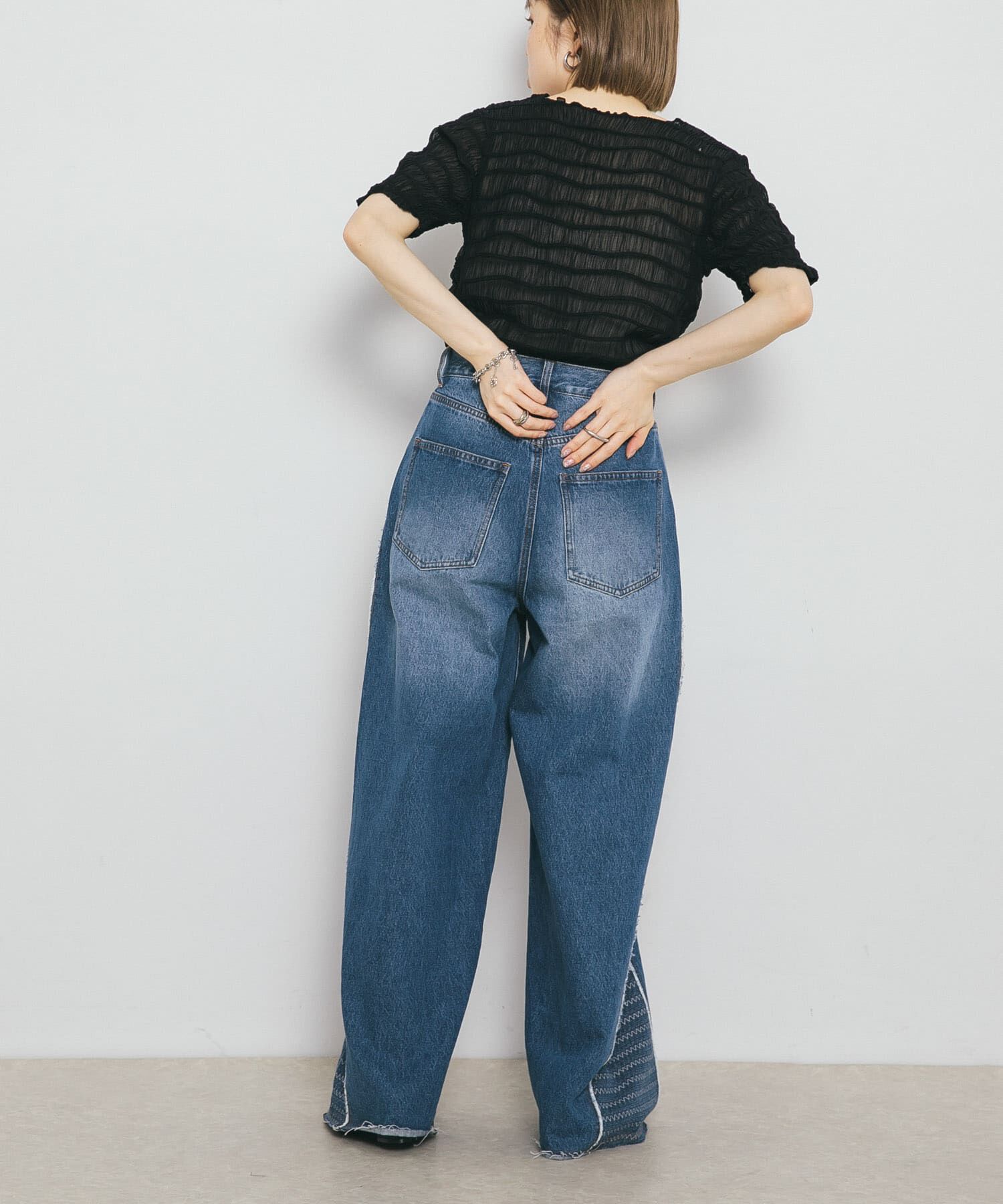  「『2サイズ展開』ジャガードラインデニム」|デニム|