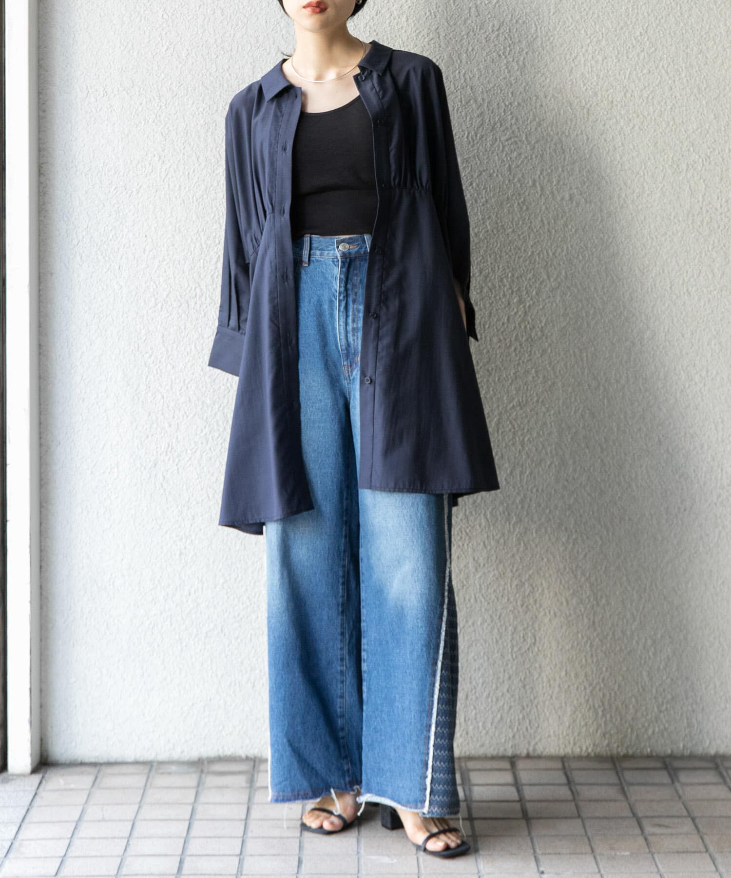  「『2サイズ展開』ジャガードラインデニム」|デニム|