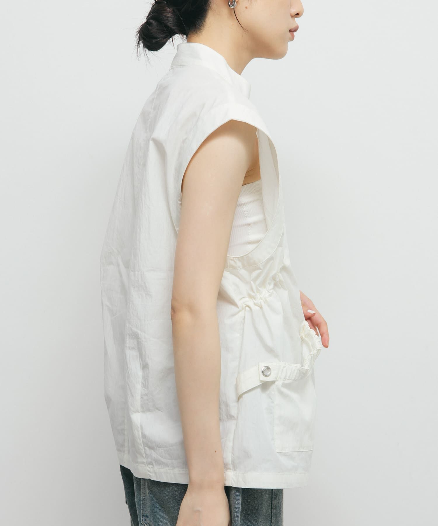  「スタンドカラーベスト」|ノーカラーコート|