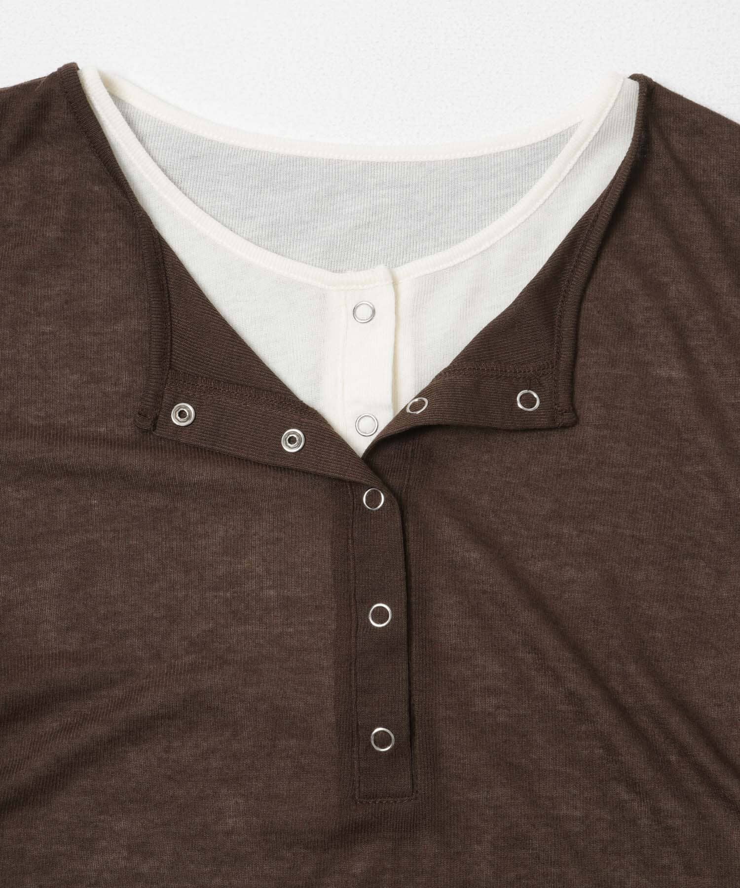  「バイカラーヘンリーネックTEE」|Tシャツ・カットソー|