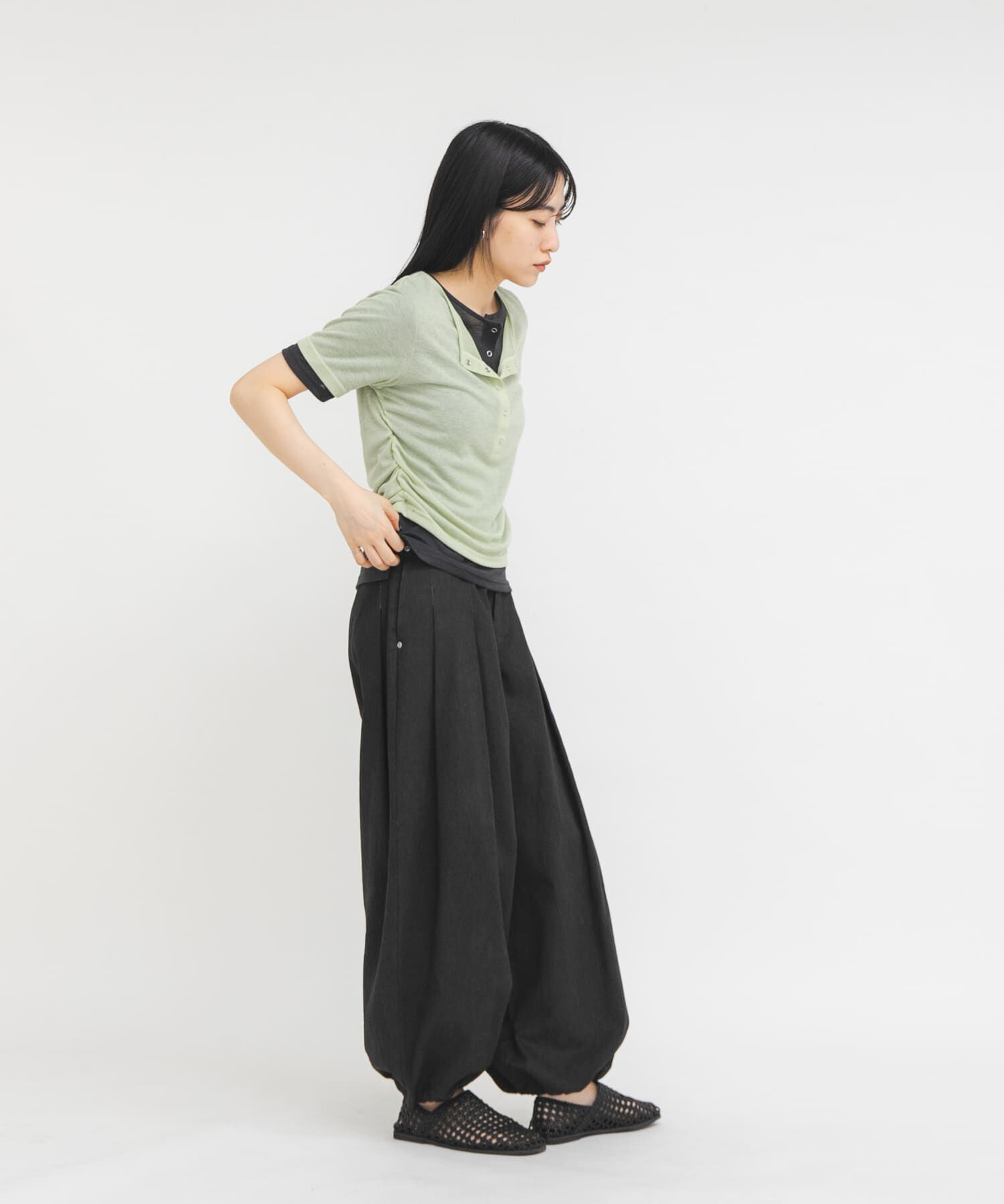  「バイカラーヘンリーネックTEE」|Tシャツ・カットソー|