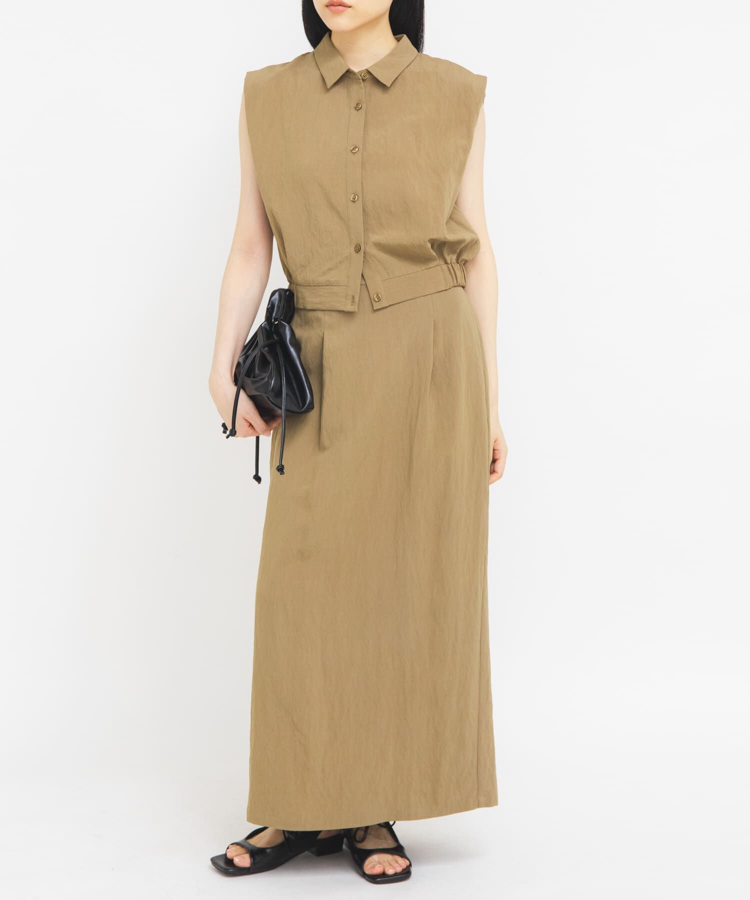  「タックブラウスSETスカート」|その他|カーキ