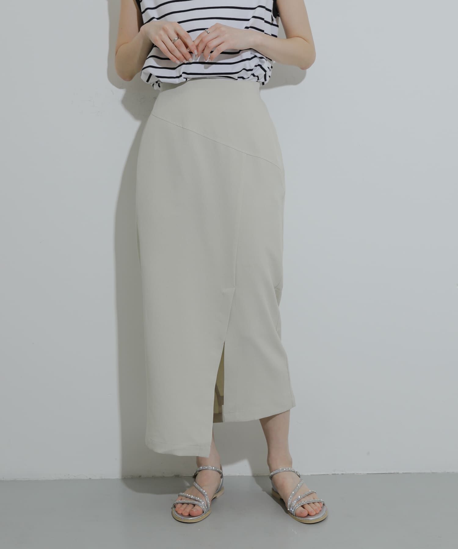 SENSE OF PLACE by URBAN RESEARCH「『UR TECH DRYLUXE』リネンライクアシンメトリースカート」|スカート|ライトベージュ