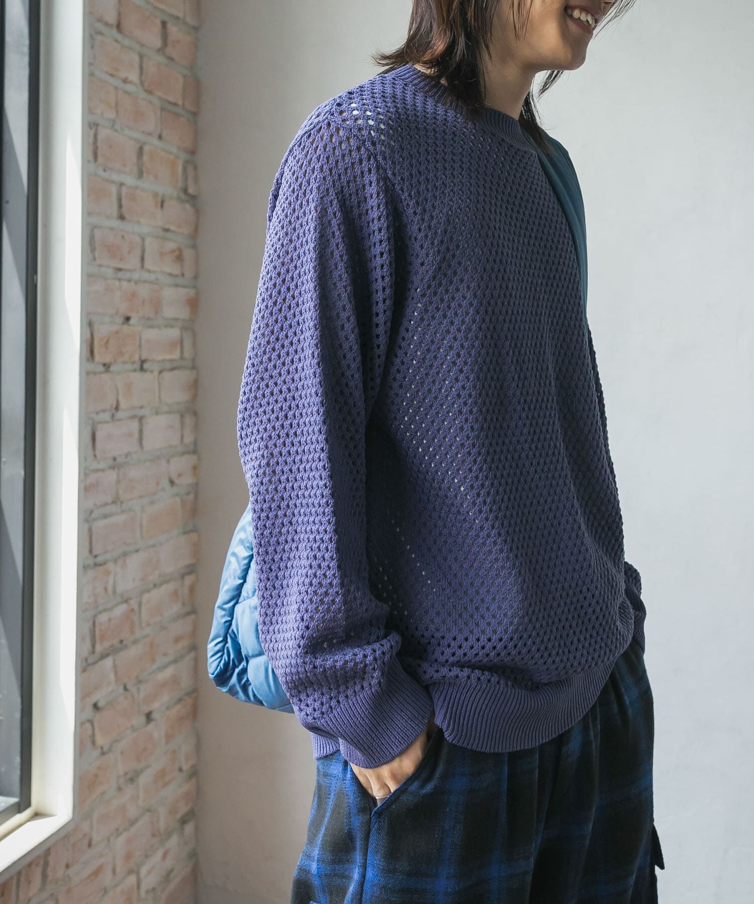 SENSE OF PLACE by URBAN RESEARCH「『洗濯可』シアーメッシュクルーネックニット」|ニット・セーター|