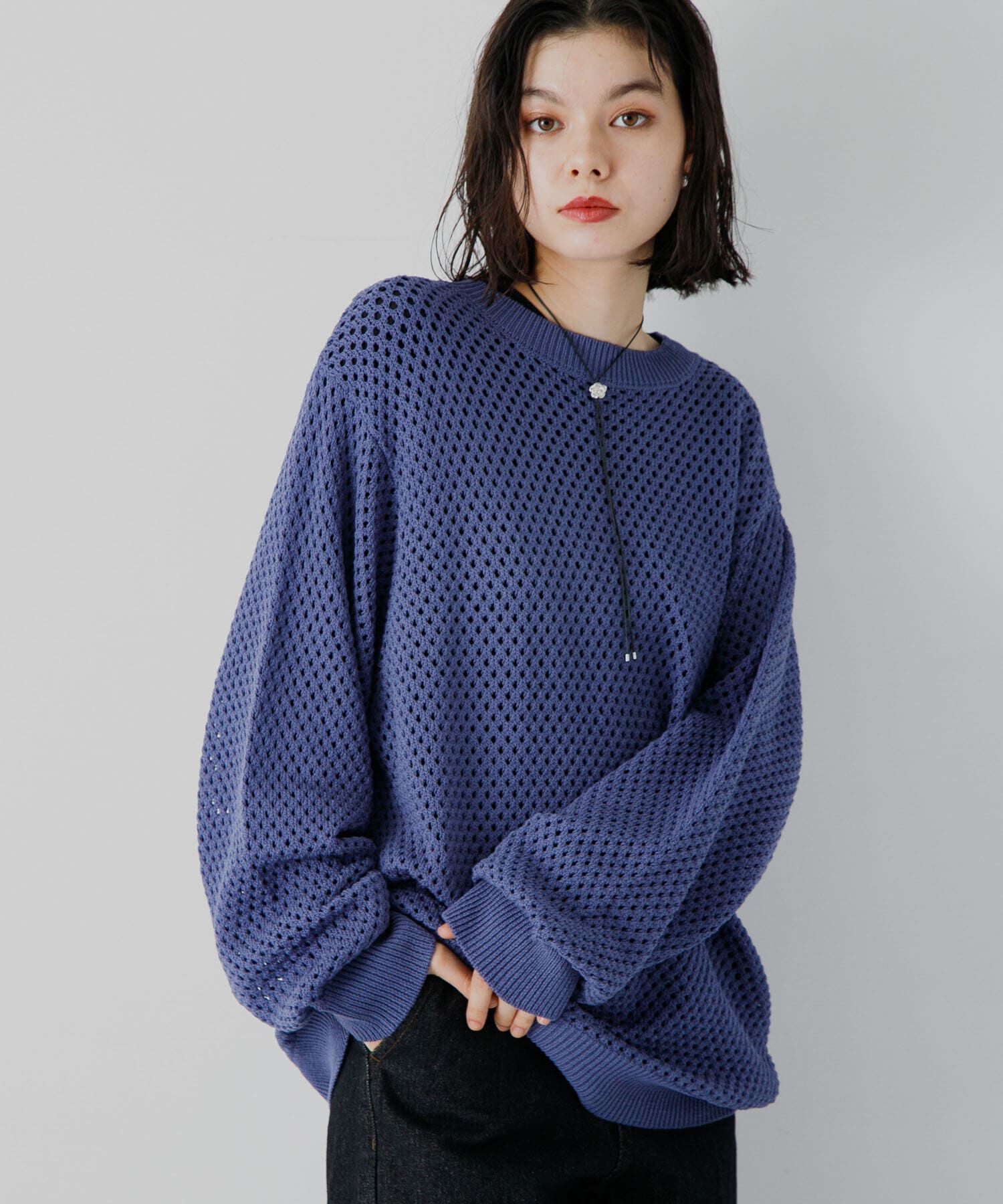 SENSE OF PLACE by URBAN RESEARCH「『洗濯可』シアーメッシュクルーネックニット」|ニット・セーター|