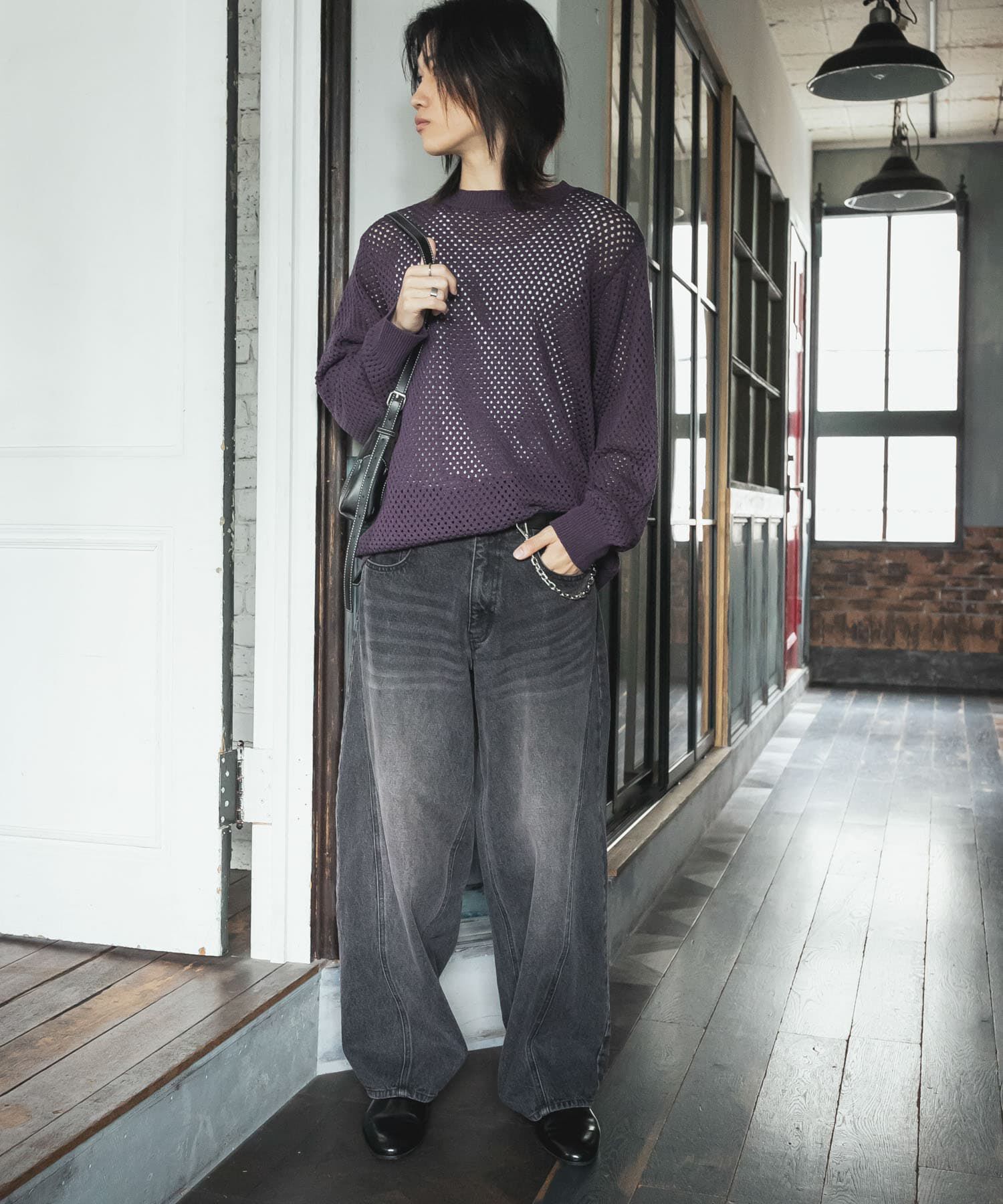 SENSE OF PLACE by URBAN RESEARCH「『洗濯可』シアーメッシュクルーネックニット」|ニット・セーター|