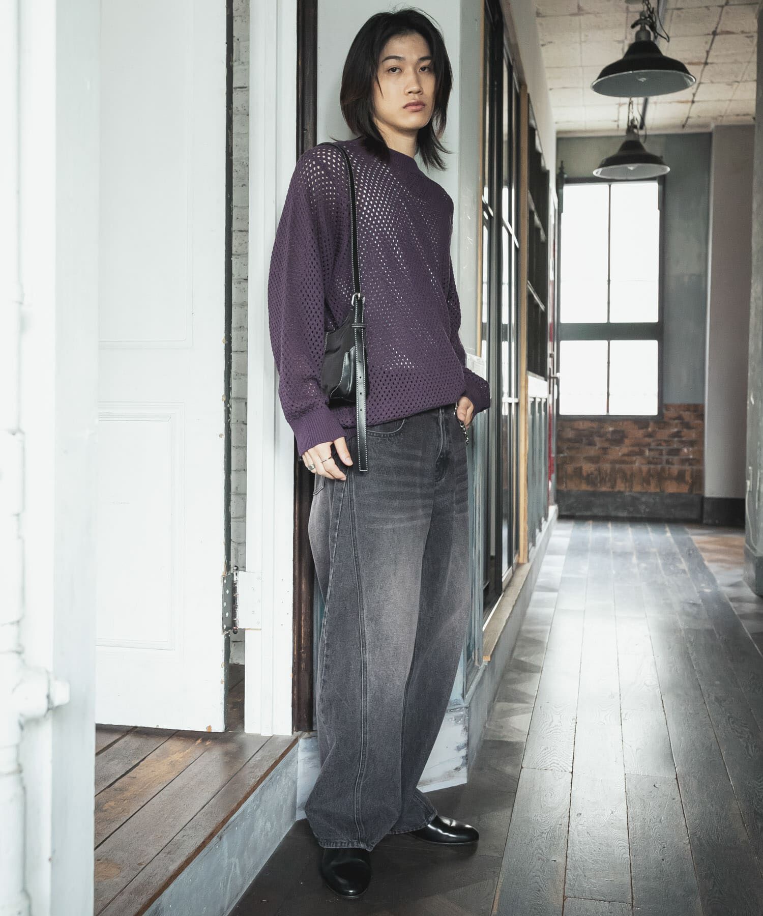 SENSE OF PLACE by URBAN RESEARCH「『洗濯可』シアーメッシュクルーネックニット」|ニット・セーター|