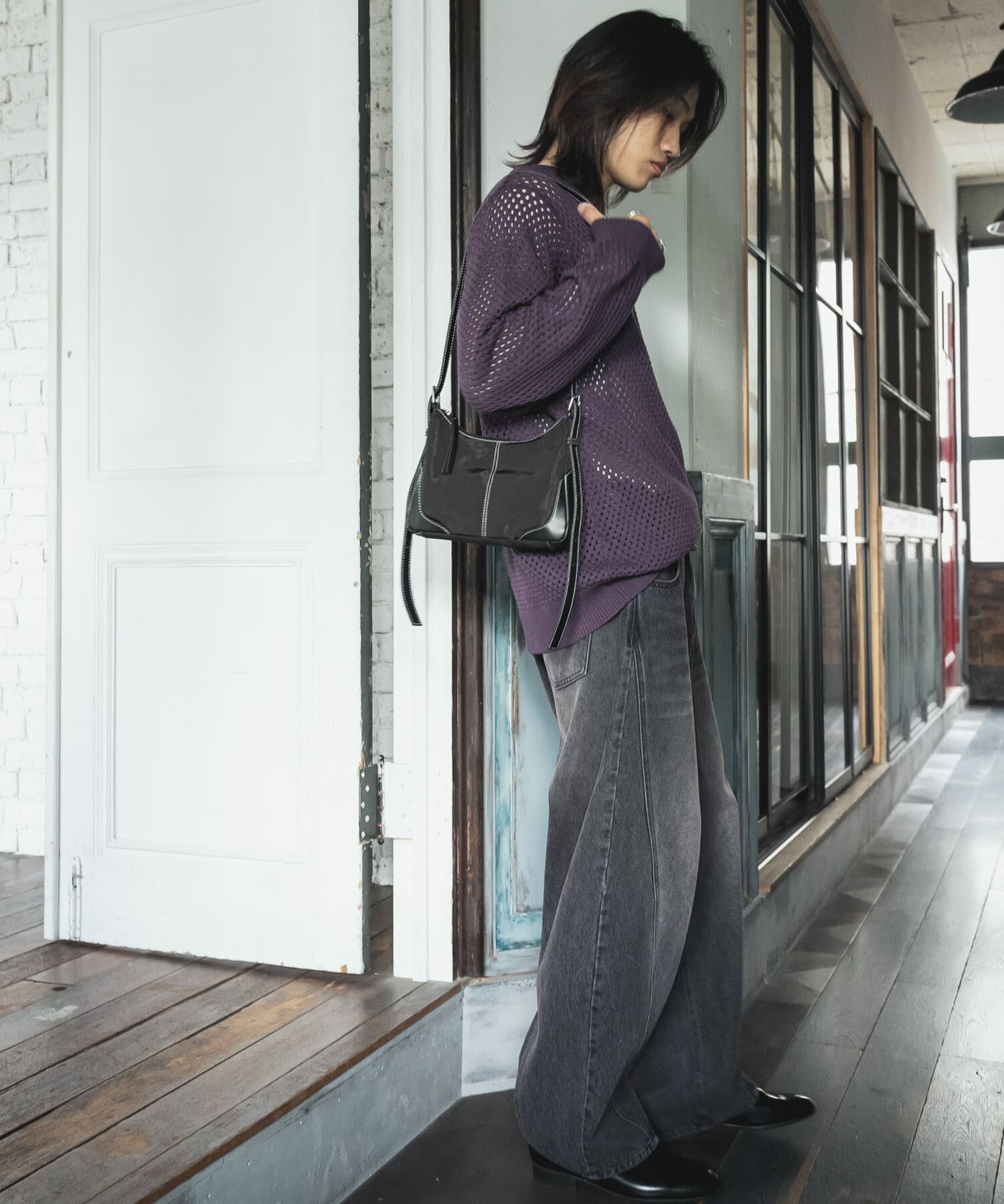 SENSE OF PLACE by URBAN RESEARCH「『洗濯可』シアーメッシュクルーネックニット」|ニット・セーター|