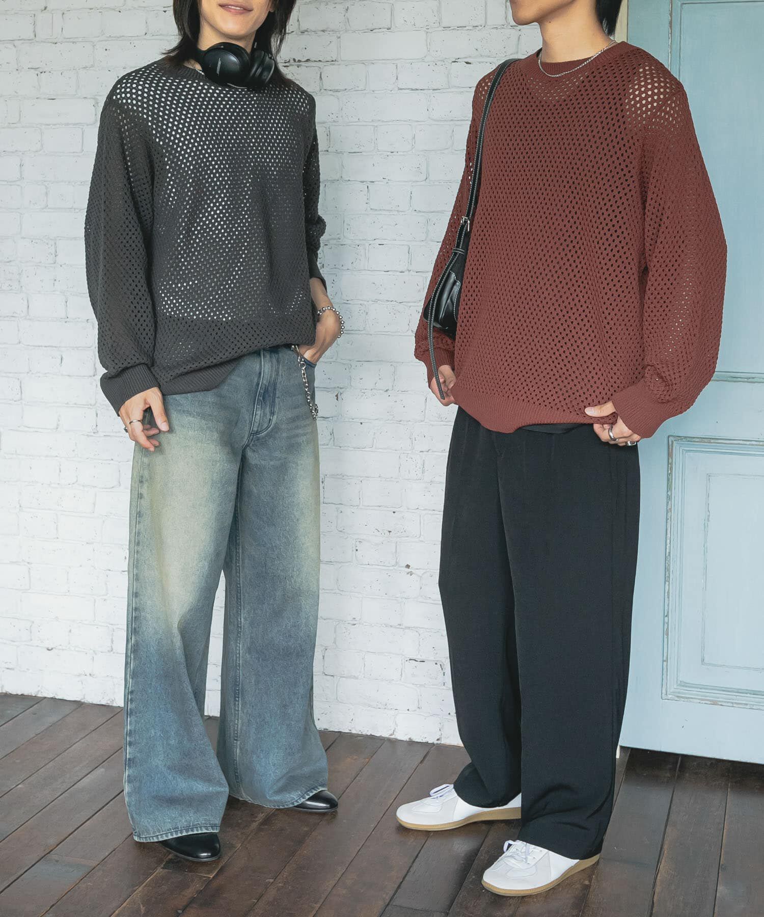 SENSE OF PLACE by URBAN RESEARCH「『洗濯可』シアーメッシュクルーネックニット」|ニット・セーター|