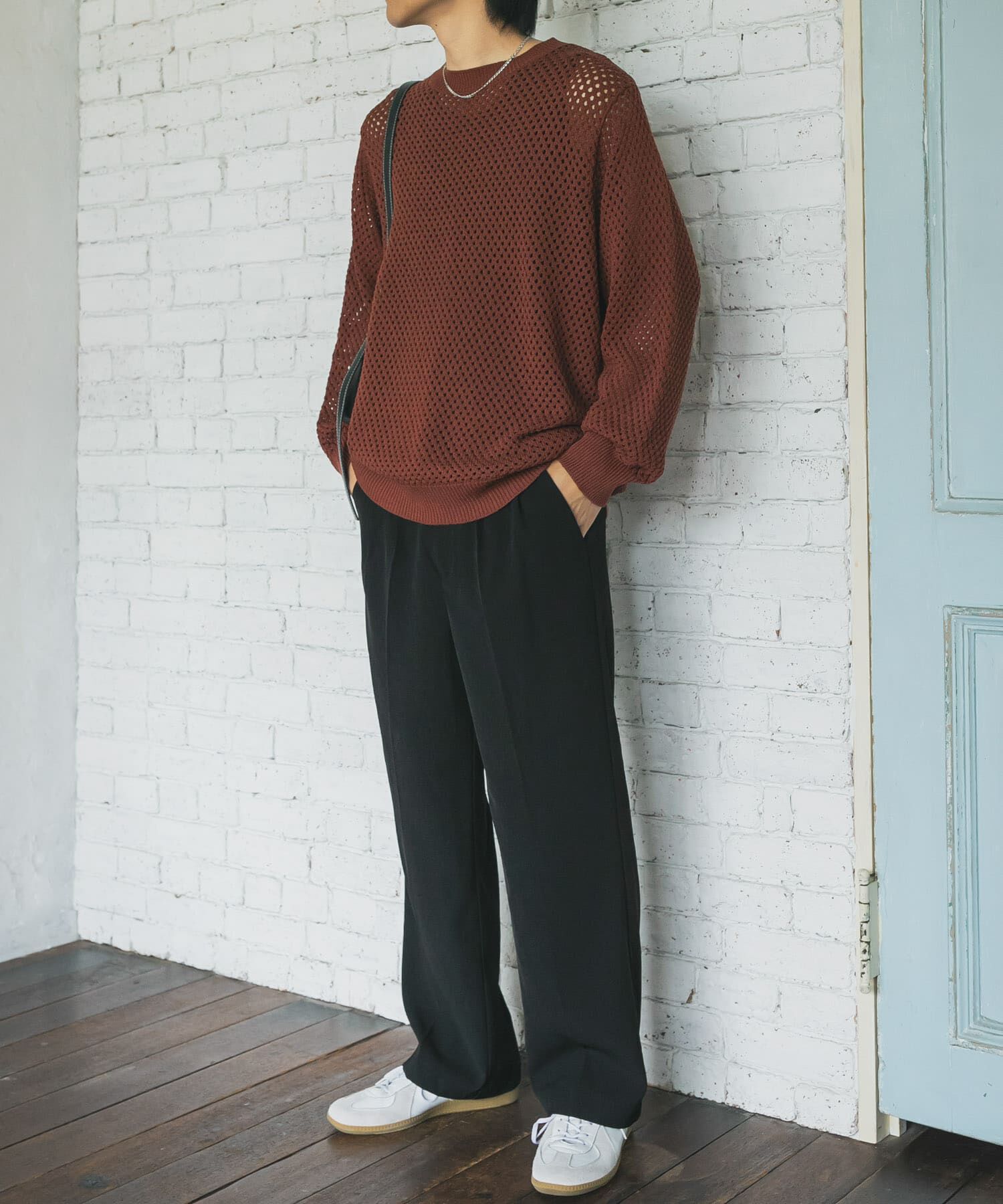 SENSE OF PLACE by URBAN RESEARCH「『洗濯可』シアーメッシュクルーネックニット」|ニット・セーター|