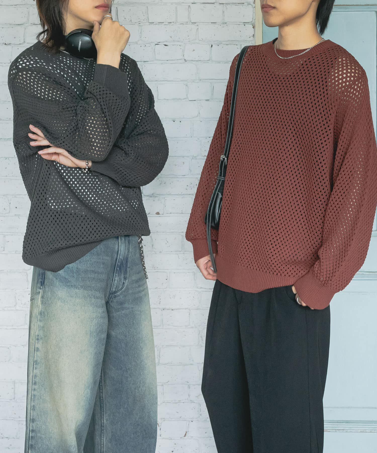 SENSE OF PLACE by URBAN RESEARCH「『洗濯可』シアーメッシュクルーネックニット」|ニット・セーター|