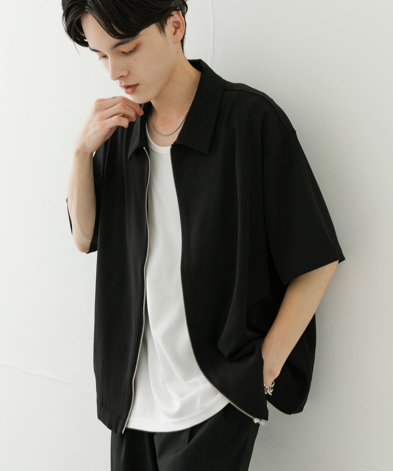 SENSE OF PLACE by URBAN RESEARCH「ZIPショートスリーブルーズシャツ」|シャツ・ブラウス|