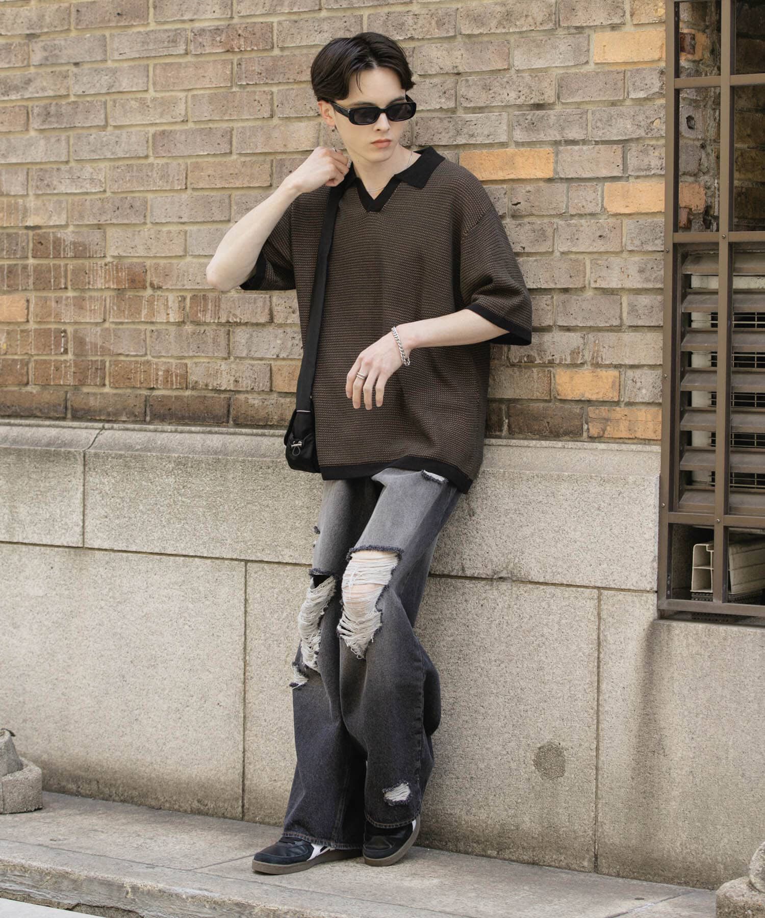 SENSE OF PLACE by URBAN RESEARCH「『ユニセックス』ダメージデニムワイドパンツ」|デニム|