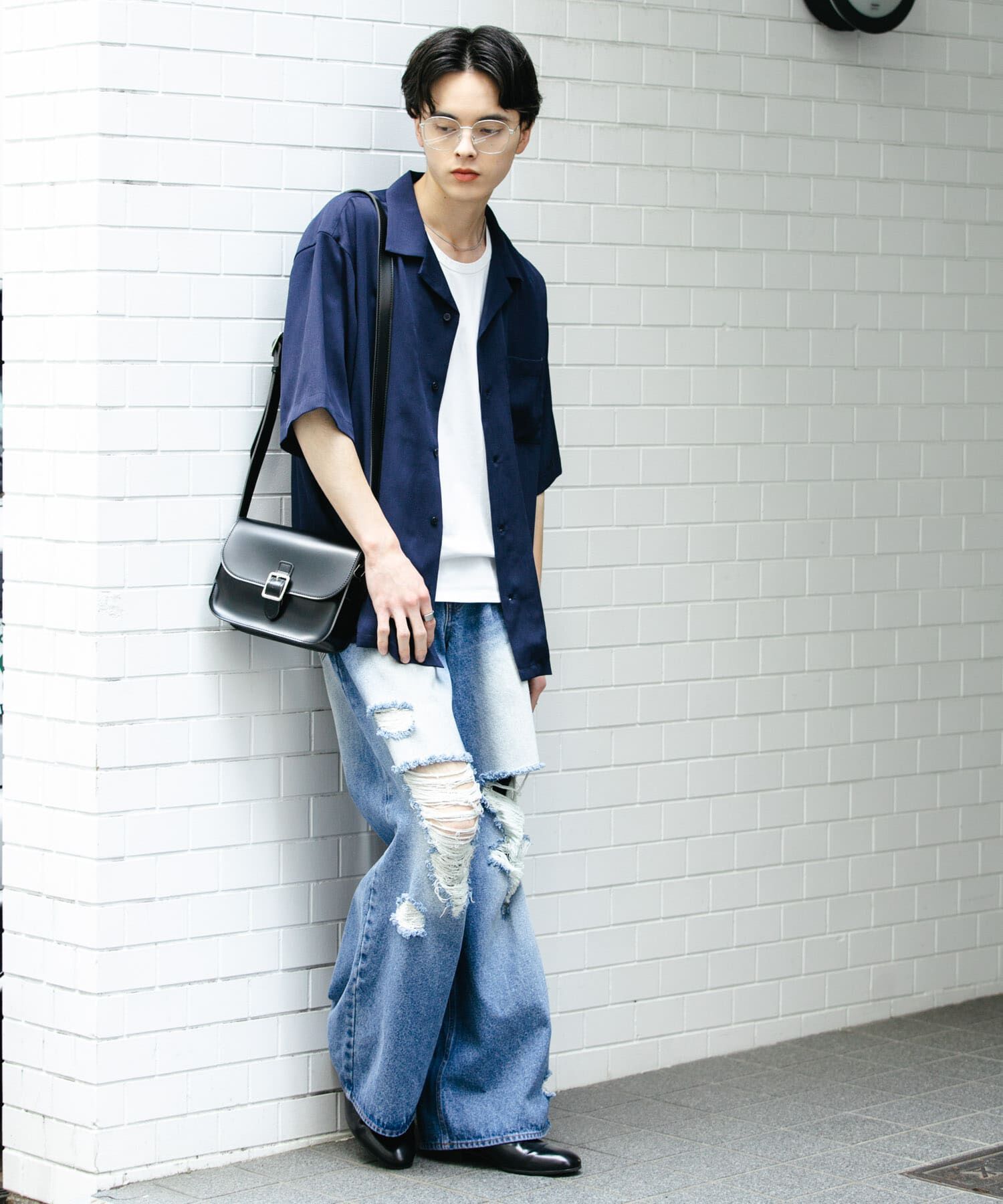 SENSE OF PLACE by URBAN RESEARCH「『ユニセックス』ダメージデニムワイドパンツ」|デニム|