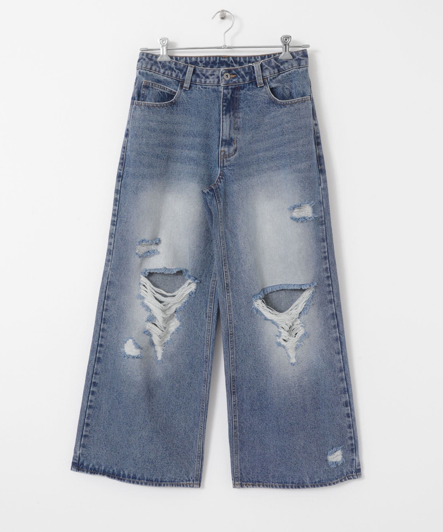 SENSE OF PLACE by URBAN RESEARCH「『ユニセックス』ダメージデニムワイドパンツ」|デニム|