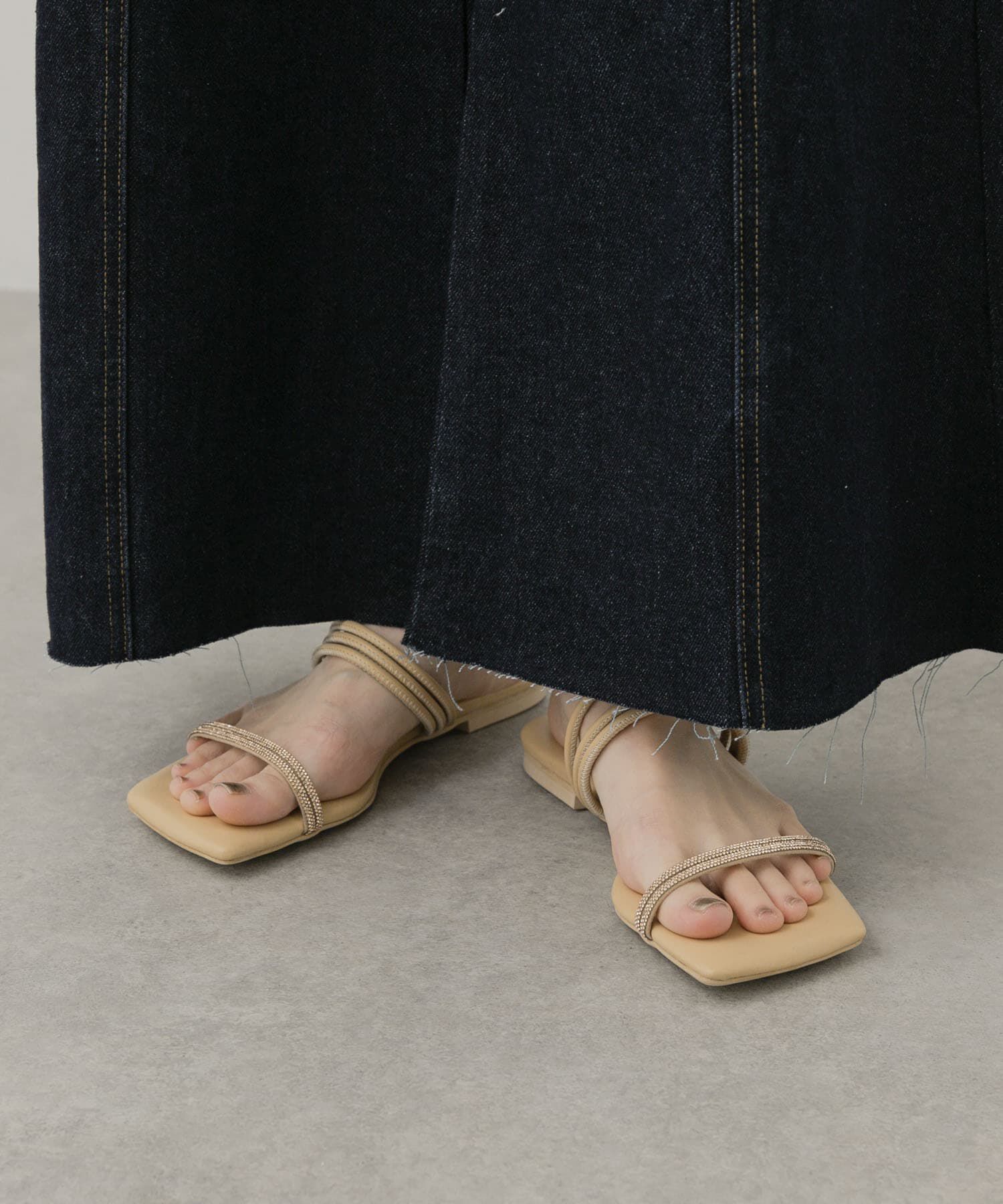 SENSE OF PLACE by URBAN RESEARCH「ラインストーンナローコードサンダル」|サンダル|ベージュ