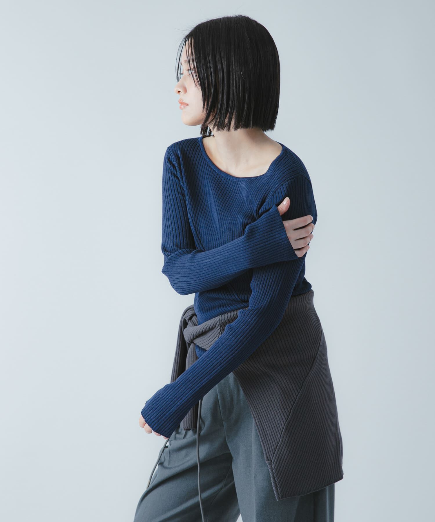 SENSE OF PLACE by URBAN RESEARCH「『洗濯可/防花粉』SKINProofアシメヘムボートネックセーター」|ニット・セーター|