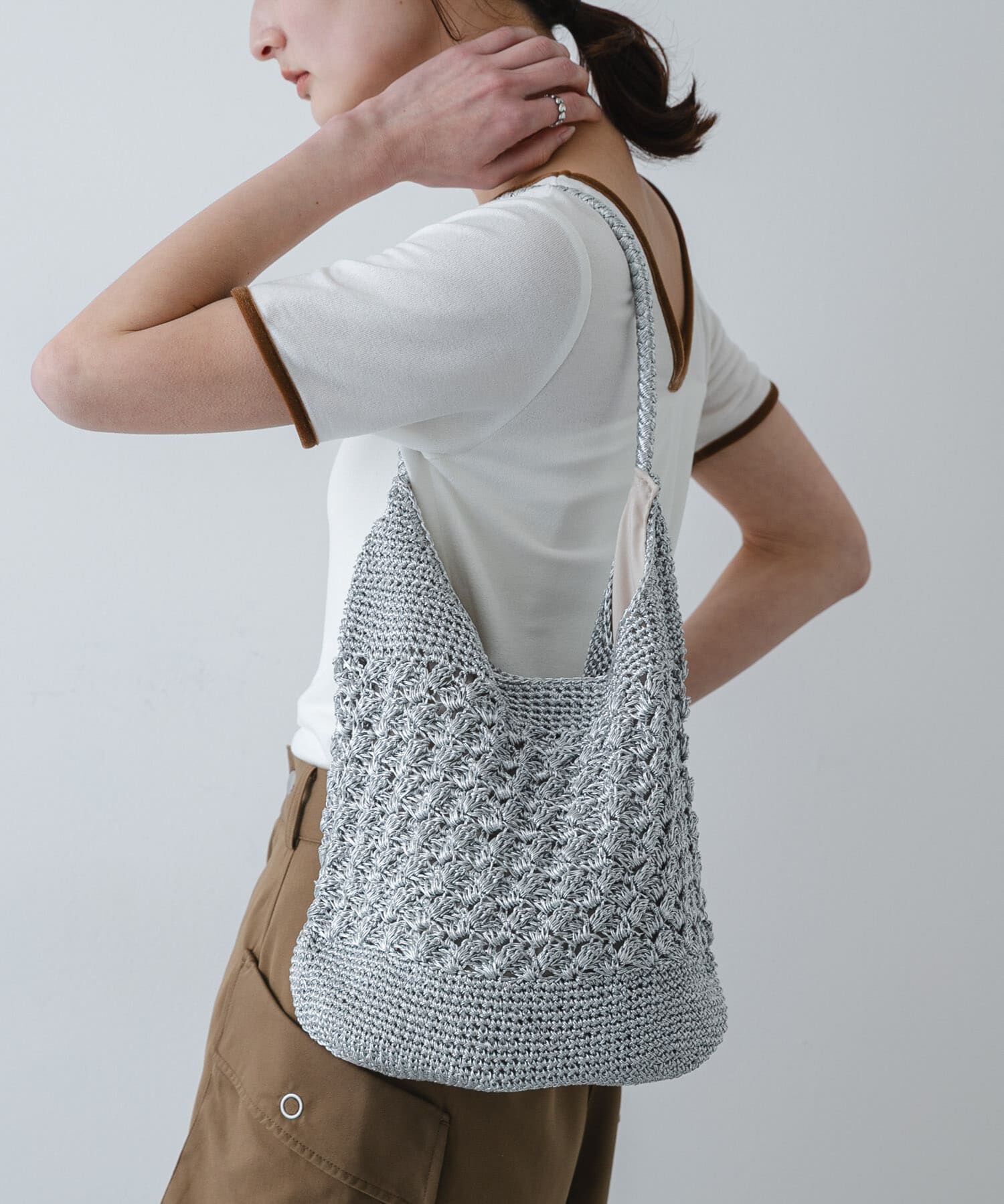 SENSE OF PLACE by URBAN RESEARCH「メタリックヤーンバッグ」|かごバッグ|