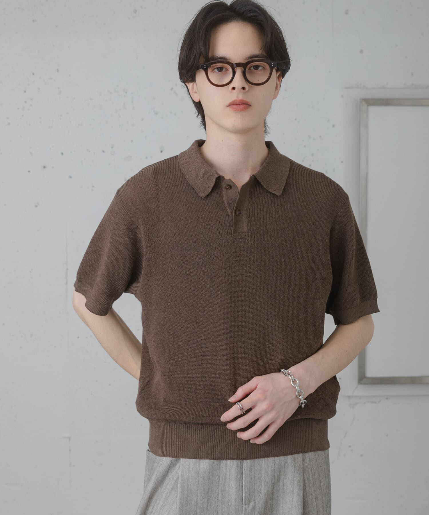 SENSE OF PLACE by URBAN RESEARCH「『洗濯可』エアリーメランジニットポロシャツ」|ニット・セーター|