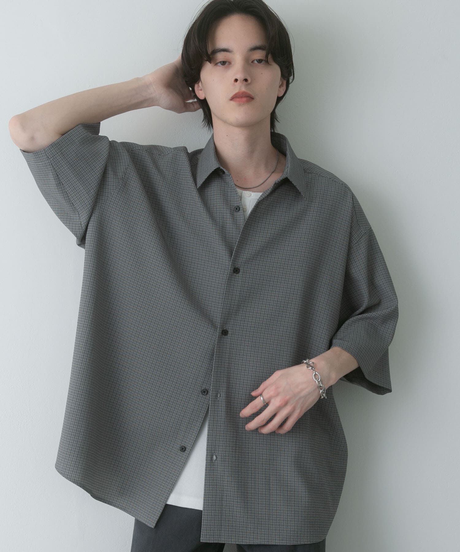 SENSE OF PLACE by URBAN RESEARCH「マイクロチェックエクストラルーズショートスリーブシャツ」|シャツ・ブラウス|ホワイト