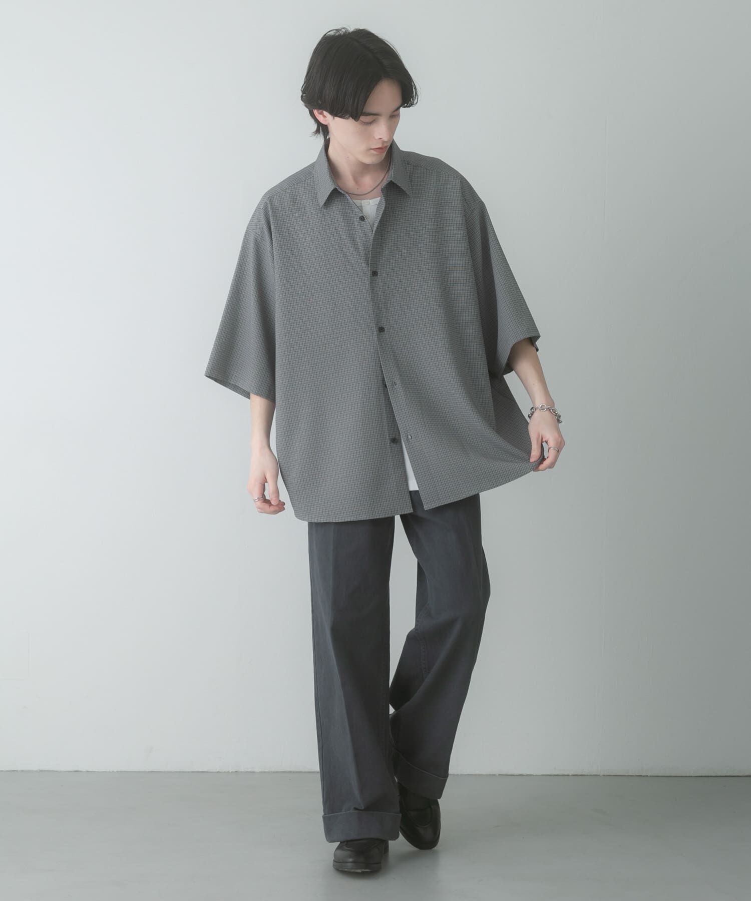 SENSE OF PLACE by URBAN RESEARCH「マイクロチェックエクストラルーズショートスリーブシャツ」|シャツ・ブラウス|