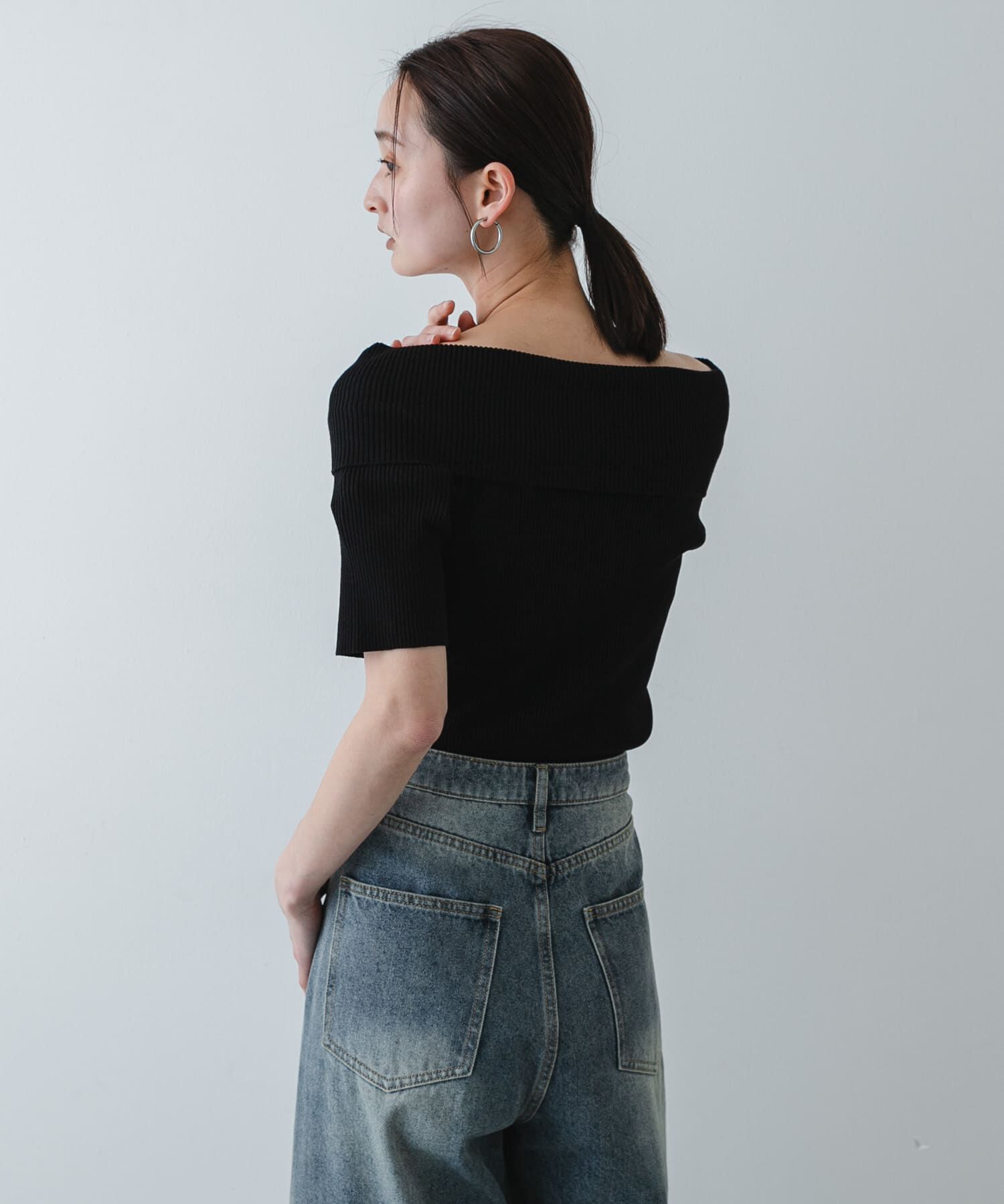 SENSE OF PLACE by URBAN RESEARCH「『洗濯可』メタルボタンオフショルリブセーター」|ニット・セーター|