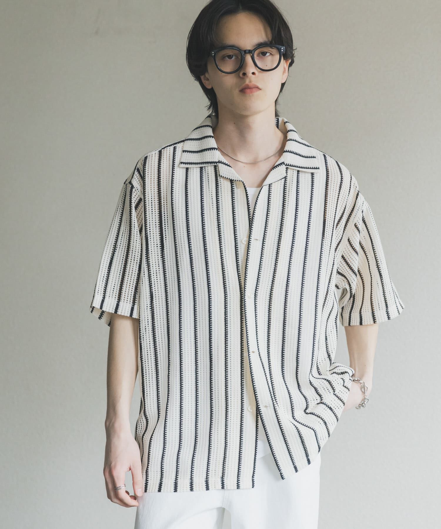 SENSE OF PLACE by URBAN RESEARCH「アソートレースオープンカラーショートスリーブシャツ」|シャツ・ブラウス|